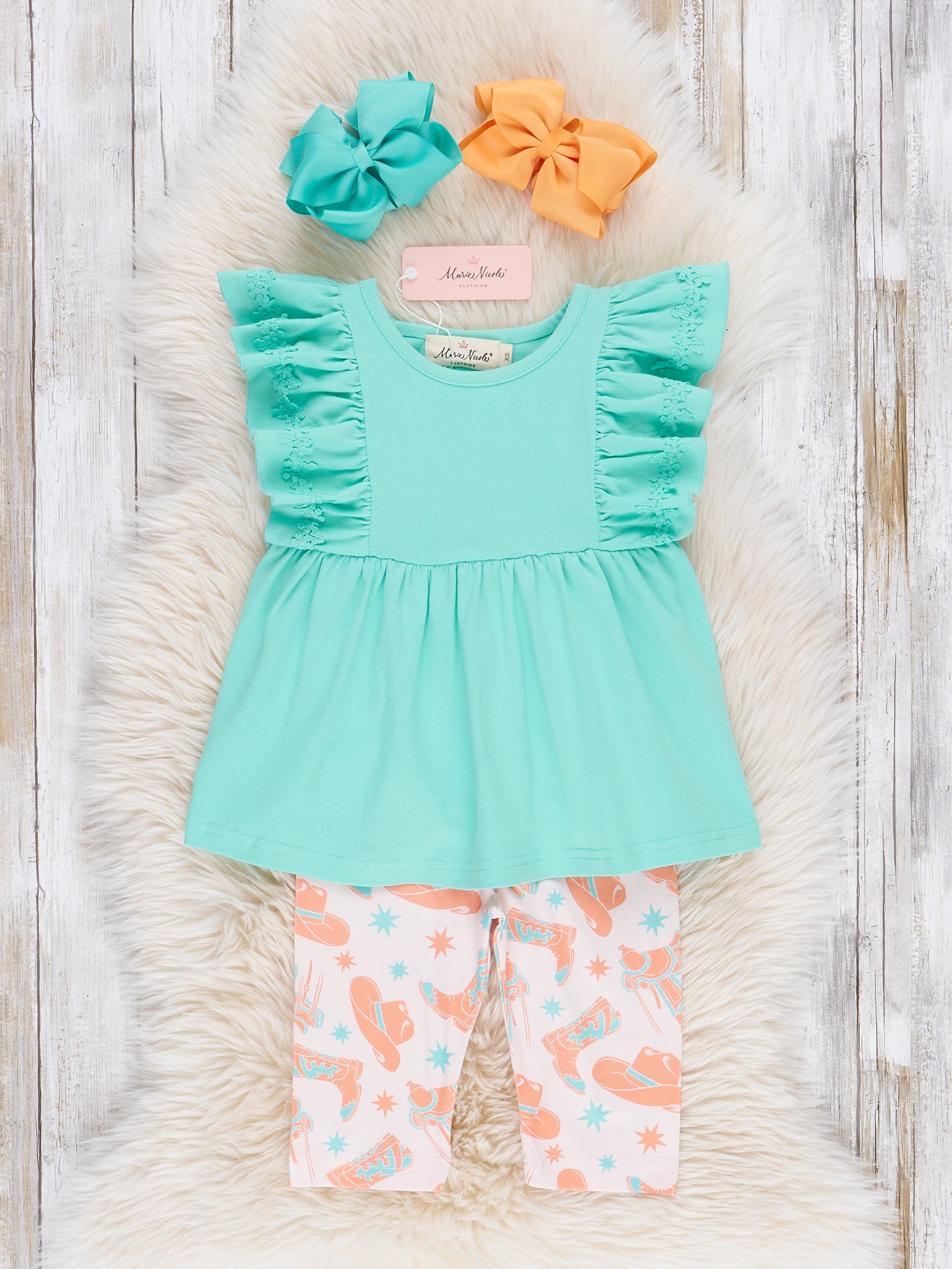 Cowboy Boots & Hats Ruffle Outfit - Marie Nicole Clothing
