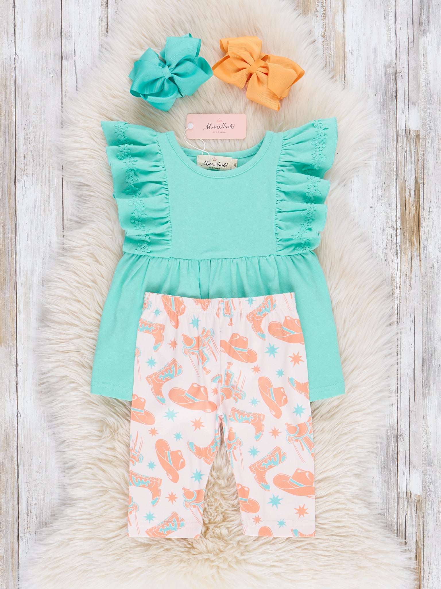 Cowboy Boots & Hats Ruffle Outfit - Marie Nicole Clothing