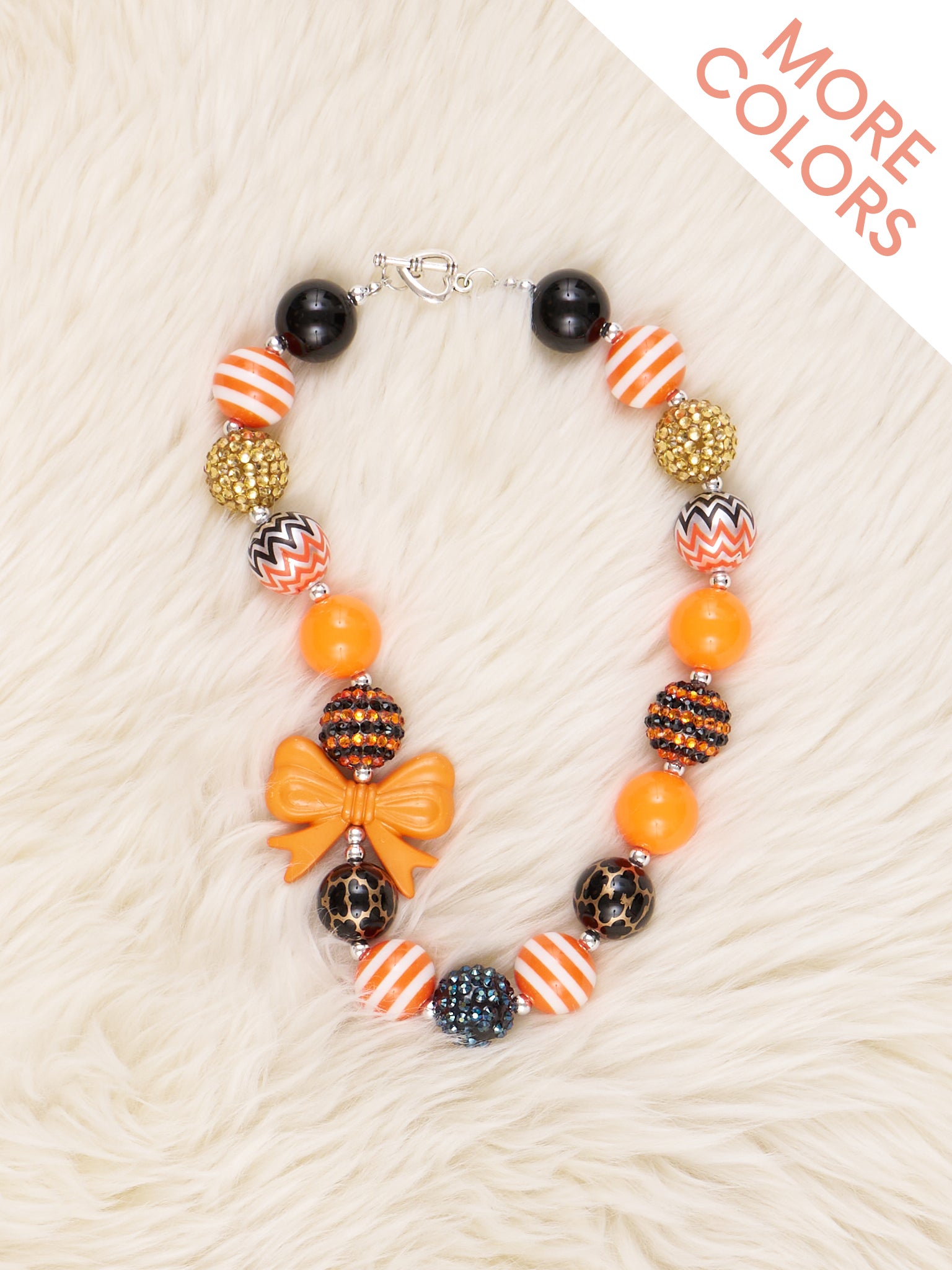 Orange Bow Bubblegum Necklace - Marie Nicole Clothing