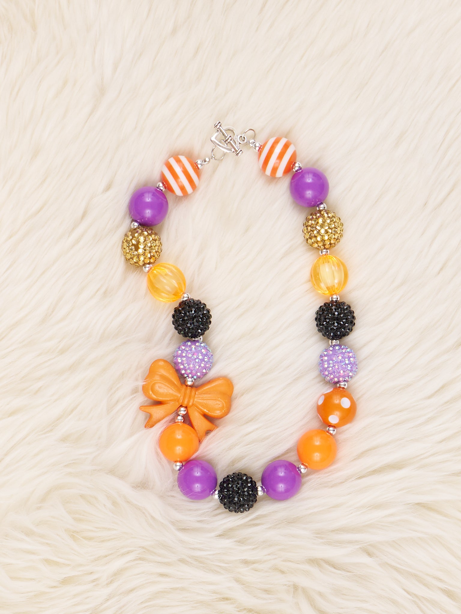 Orange Bow Bubblegum Necklace - Marie Nicole Clothing