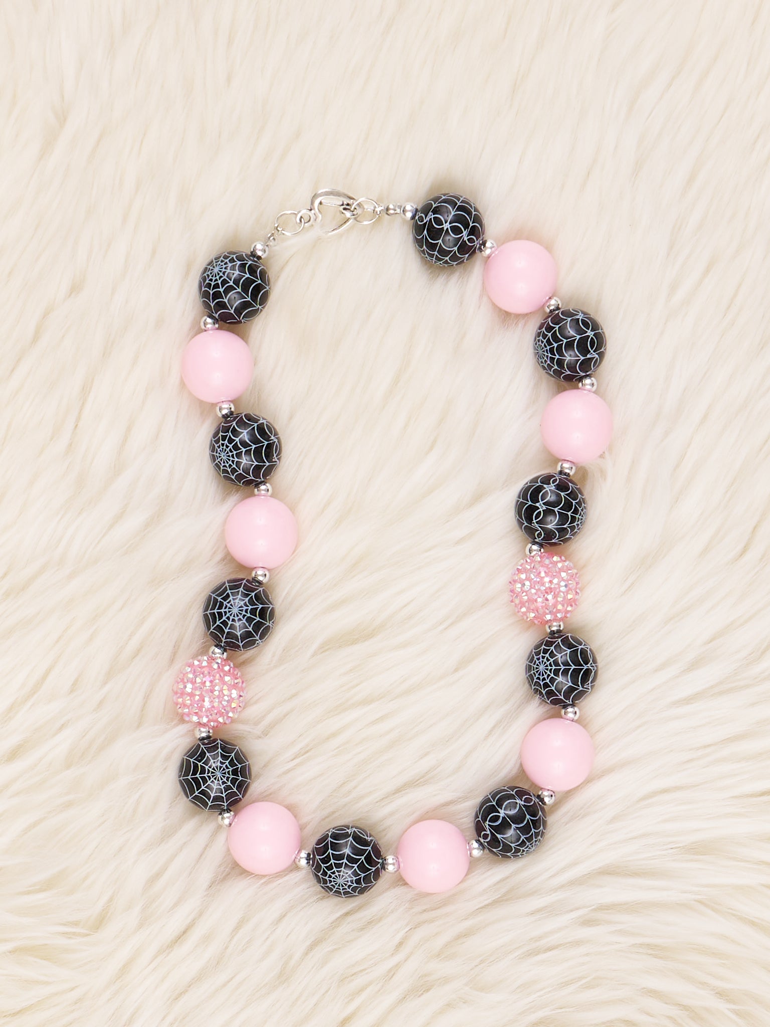 Black and Rhinestone Bubblegum Necklace - Marie Nicole Clothing