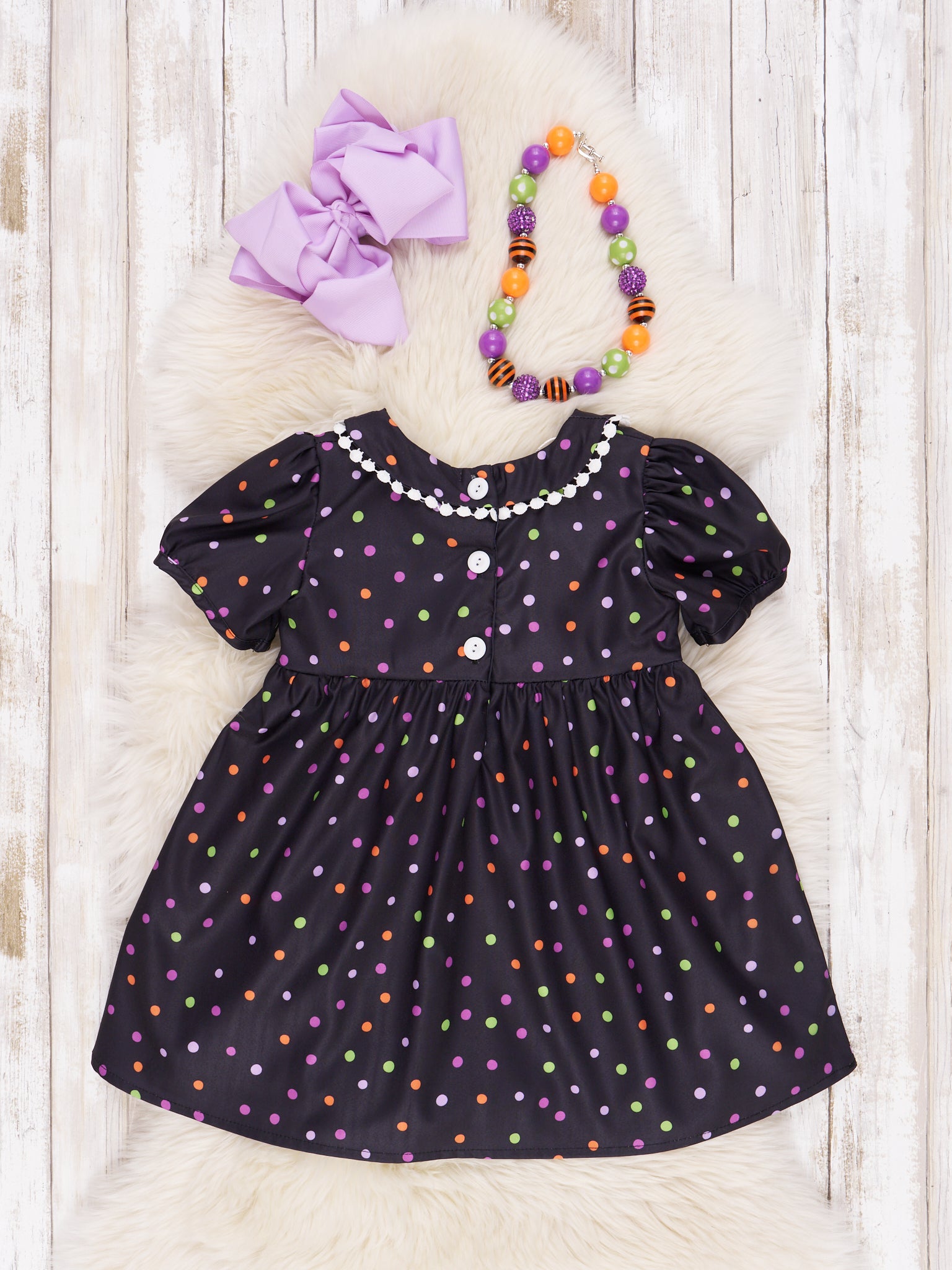Halloween Dots Embroidered Dress - Marie Nicole Clothing