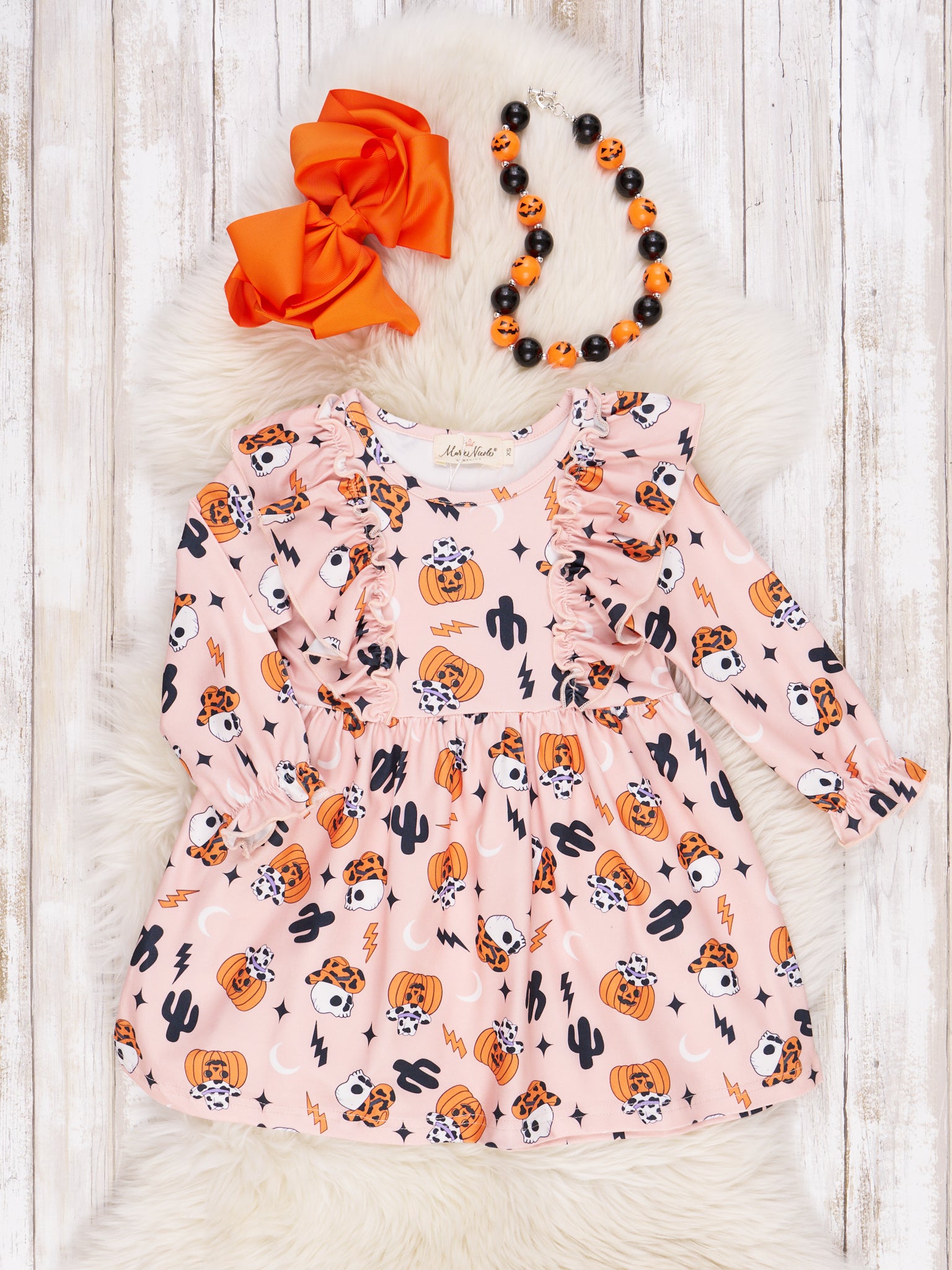 Happy Halloween Ruffle Dress - Marie Nicole Clothing