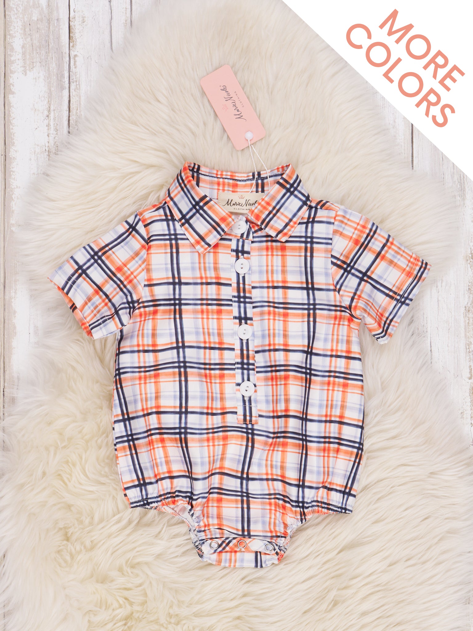 Orange Plaid Fall Romper - Marie Nicole Clothing