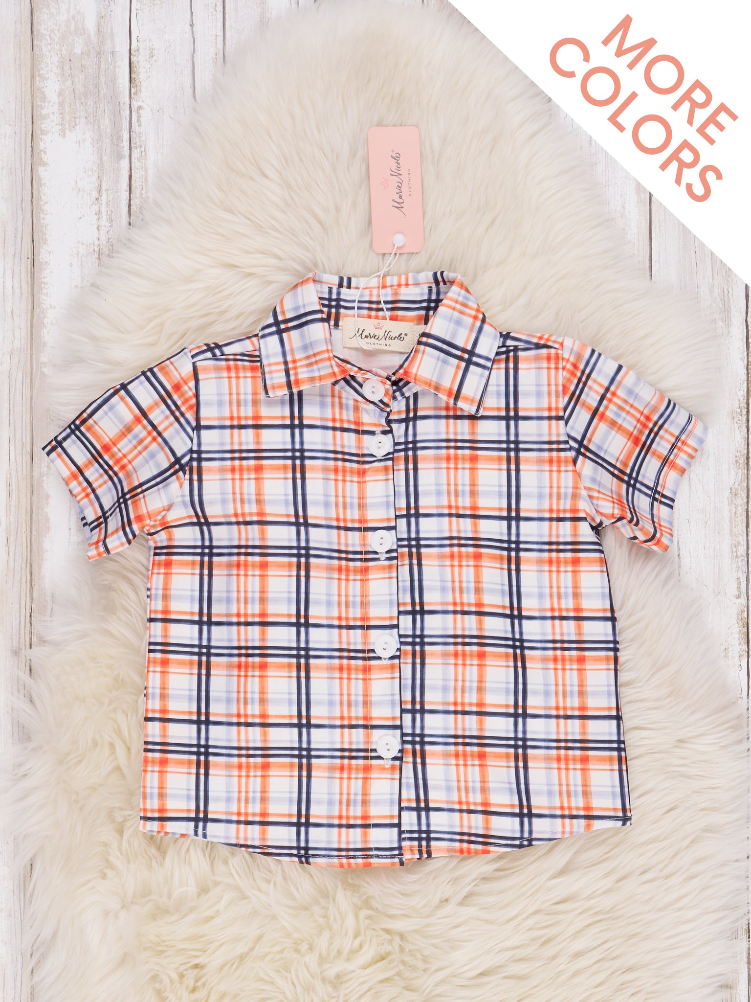 Orange Plaid Fall Top - Marie Nicole Clothing