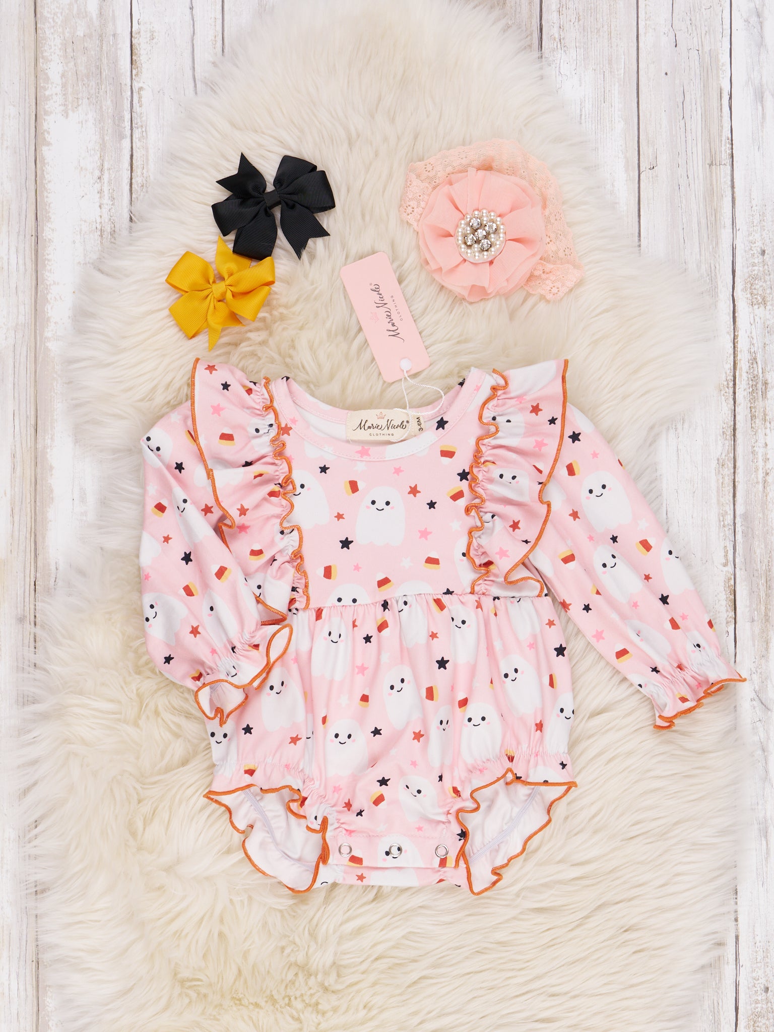 Happy Halloween Ruffle Rompers - Marie Nicole Clothing