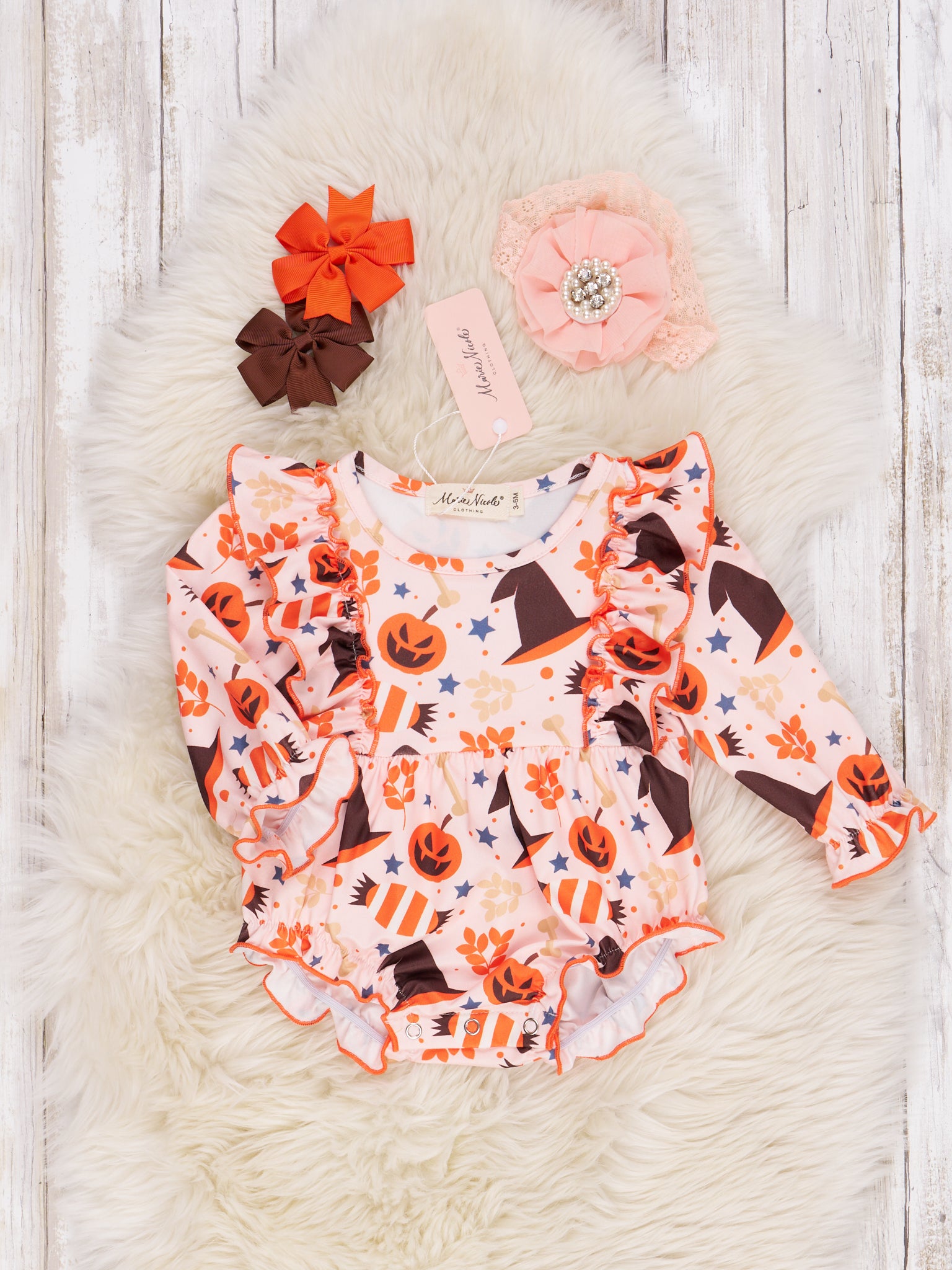Happy Halloween Ruffle Rompers - Marie Nicole Clothing