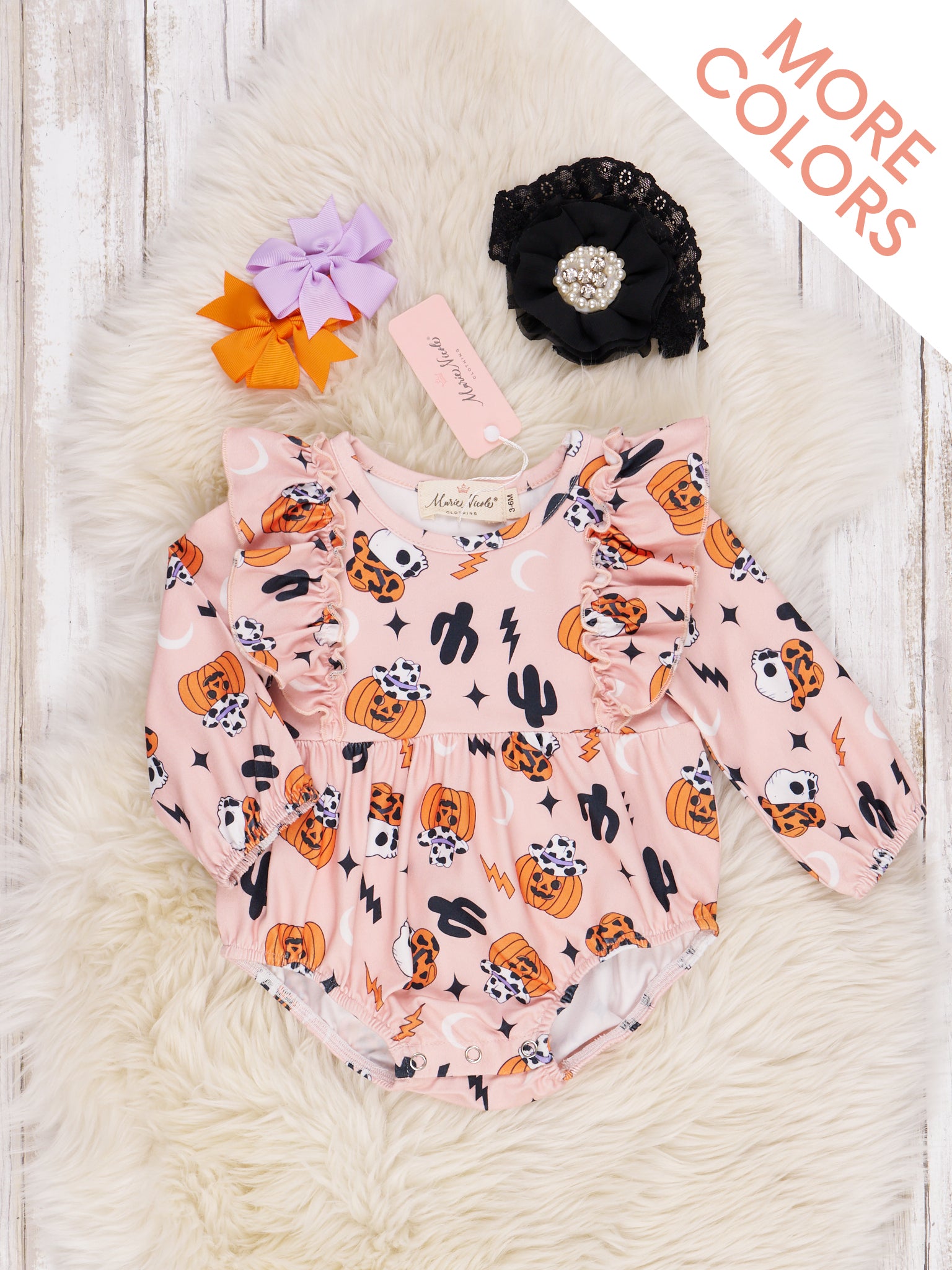 Happy Halloween Ruffle Rompers - Marie Nicole Clothing
