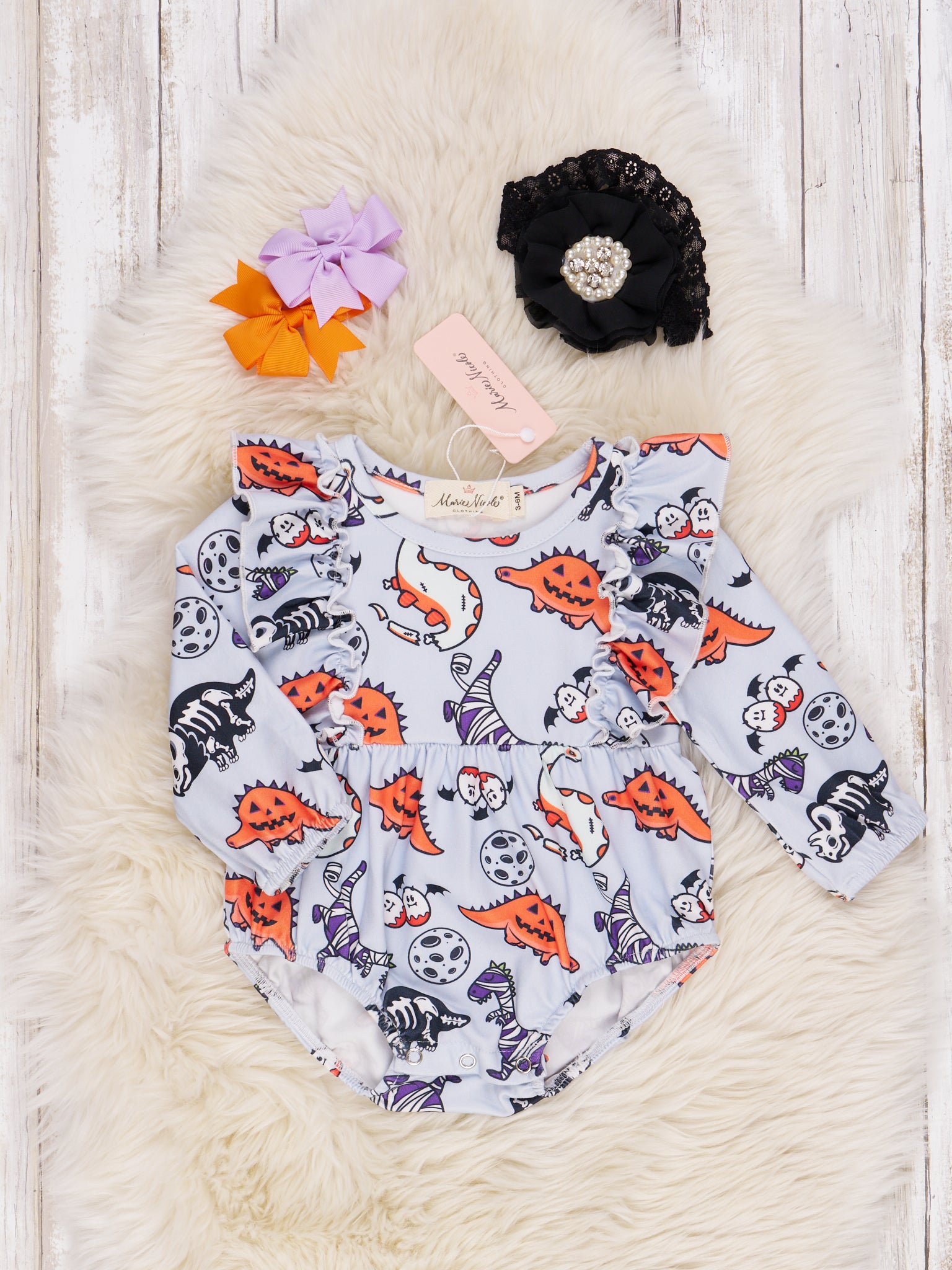 Happy Halloween Ruffle Rompers - Marie Nicole Clothing