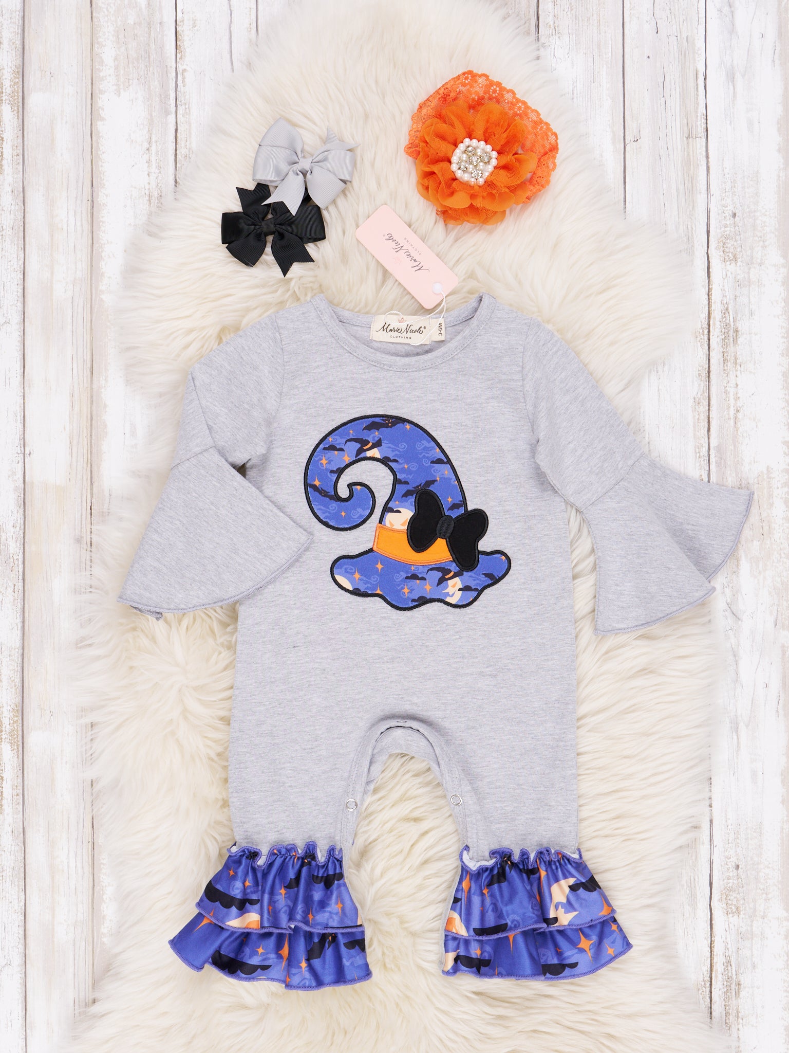 Indigo Witchy Ruffle Romper - Marie Nicole Clothing