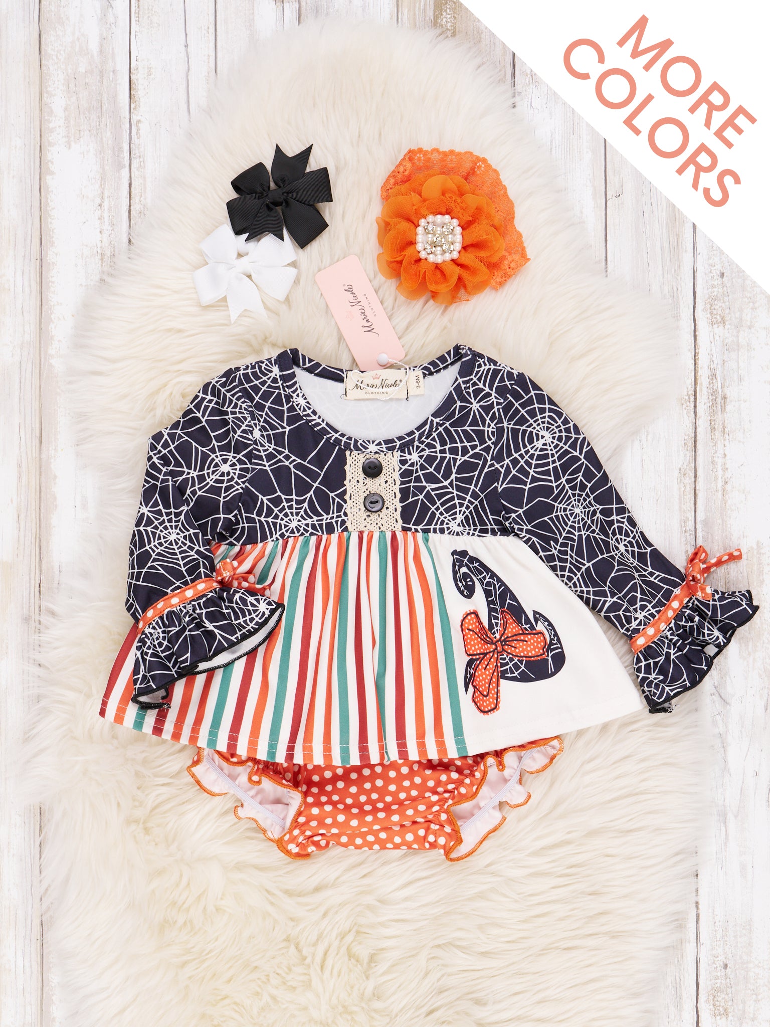Spider Webs Ruffle Bloomer Outfit - Marie Nicole Clothing