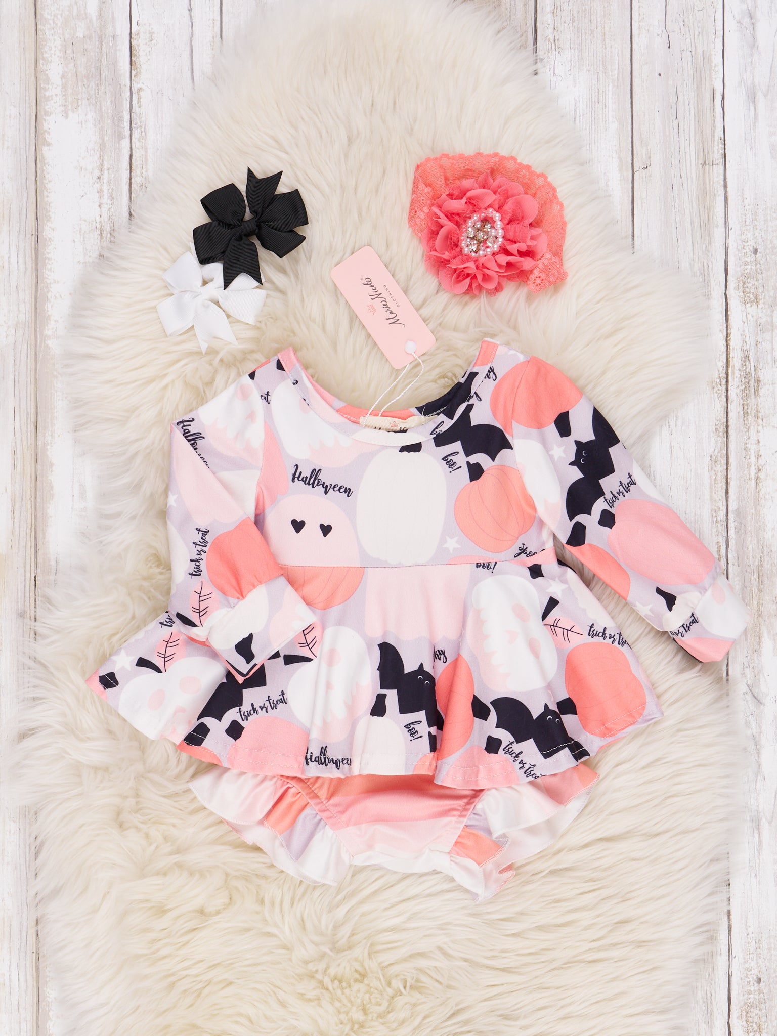 Peachy Pumpkins and Ghosts Bloomers Outfit - Marie Nicole Clothing