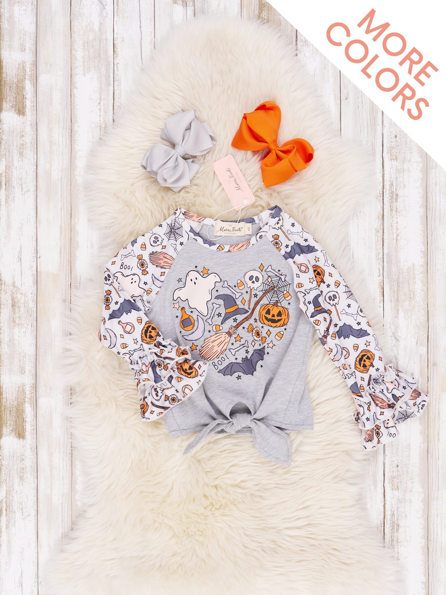 October Dreams Raglan Autumn Ruffle Tie Shirt - Marie Nicole Clothing