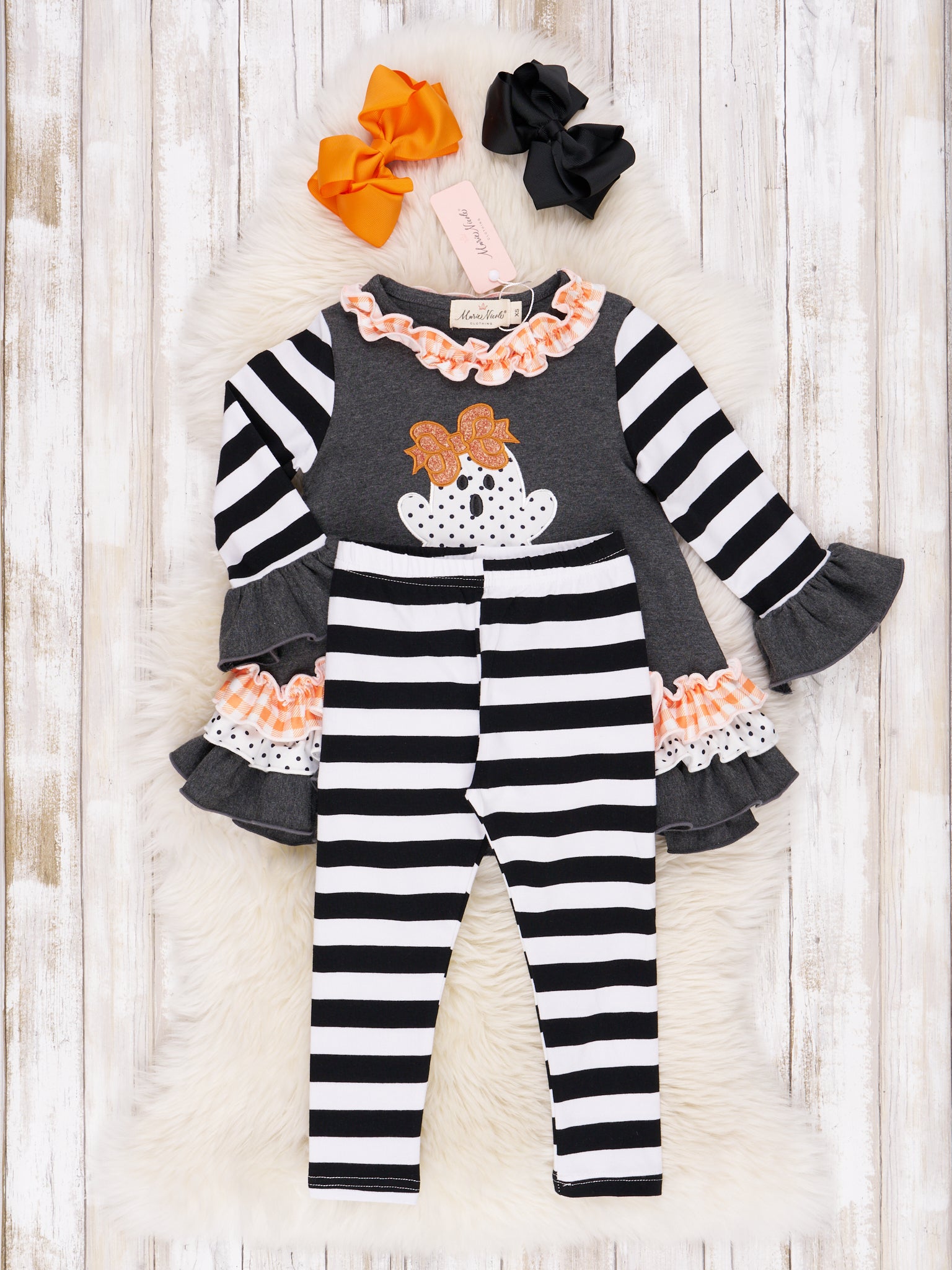 Charcoal Ghost Ruffle Outfit - Marie Nicole Clothing