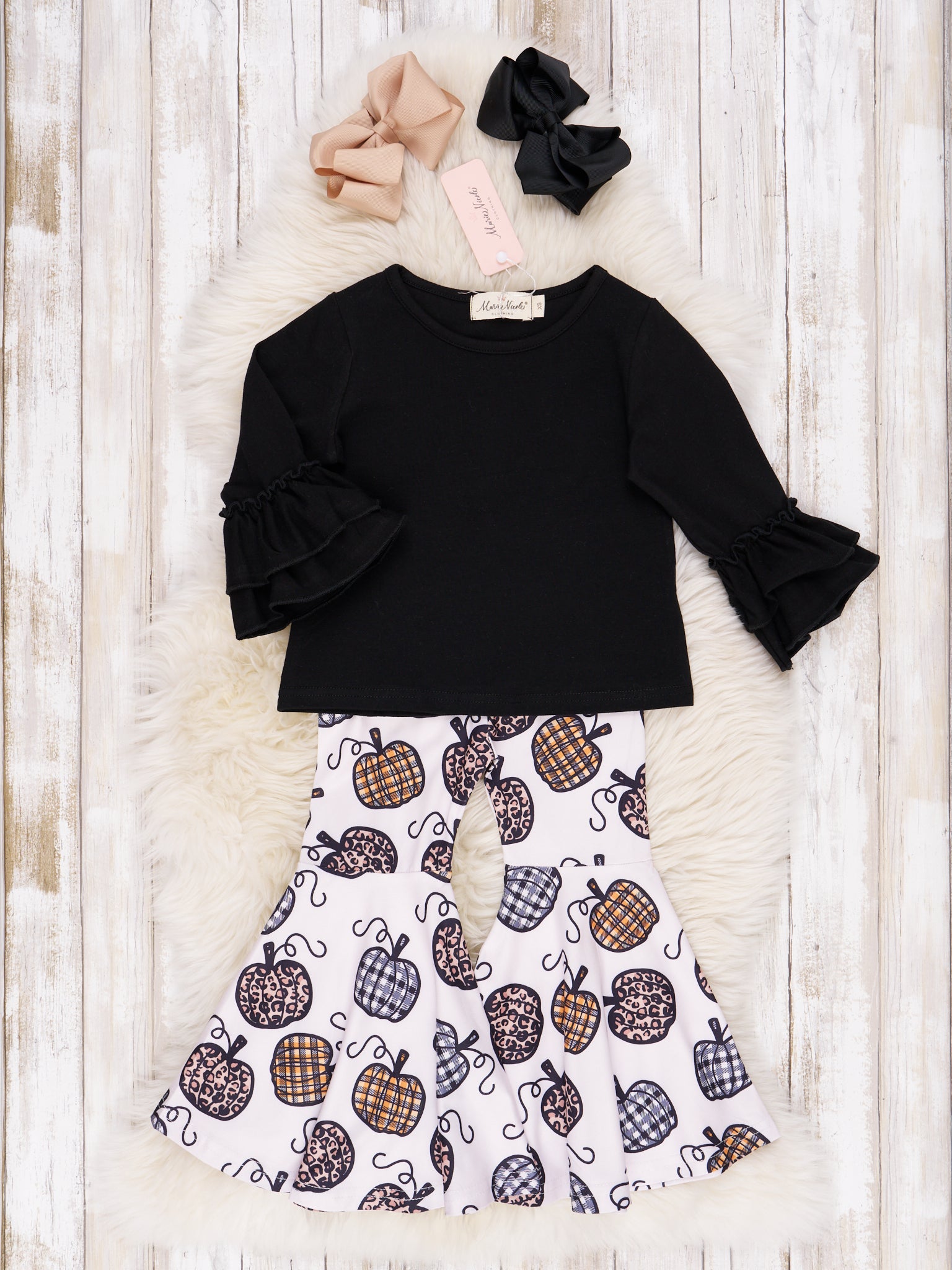 Leopard & Plaid Pumpkin Fur Vest Outfit - Marie Nicole Clothing