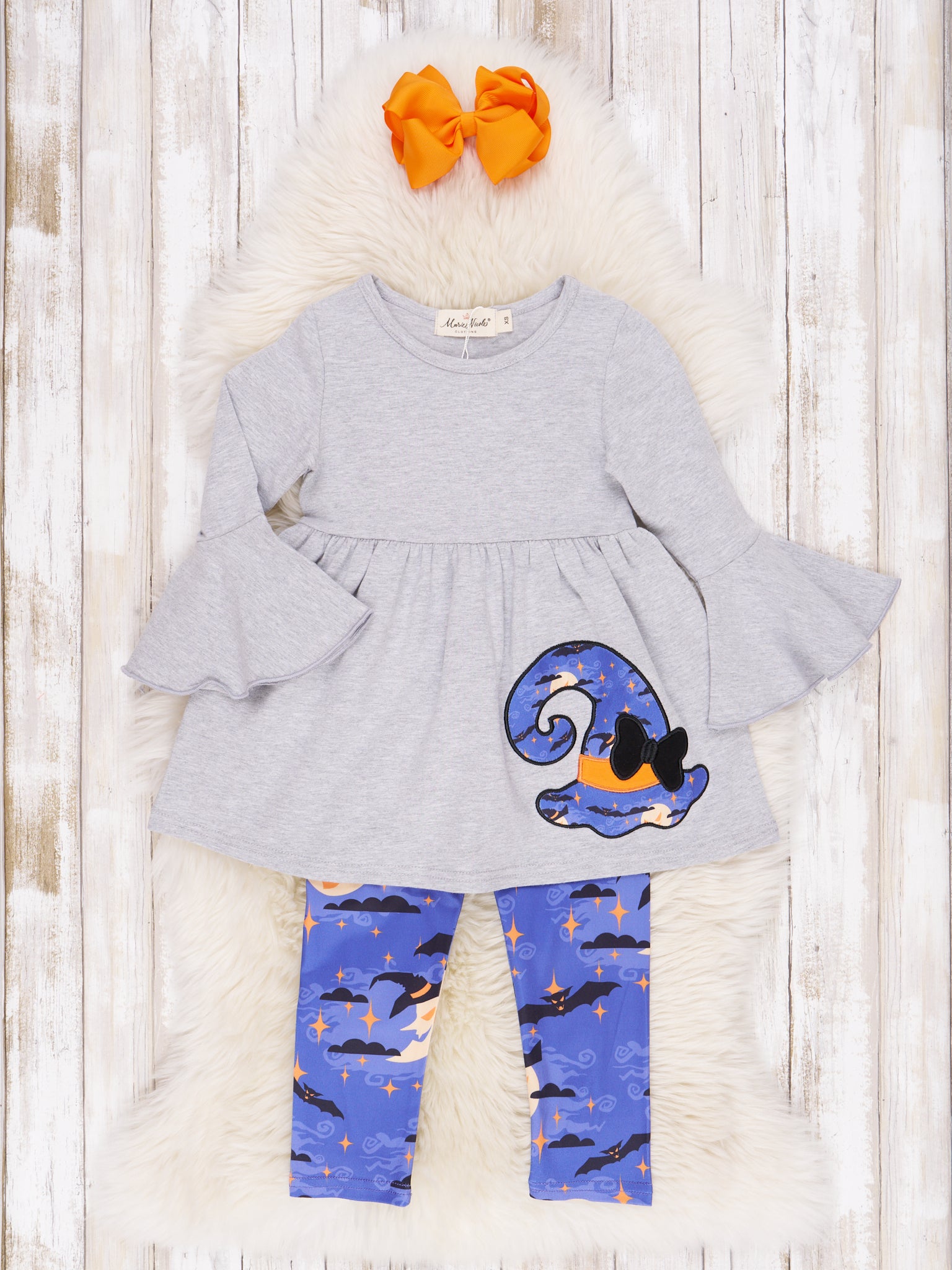 Indigo Witchy Ruffle Scarf Outfit - Marie Nicole Clothing