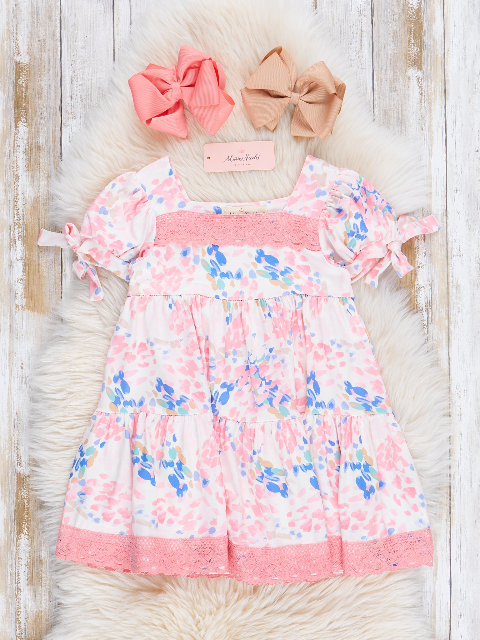 Mauve & Violet Garden Lace Hem Dress - Marie Nicole Clothing