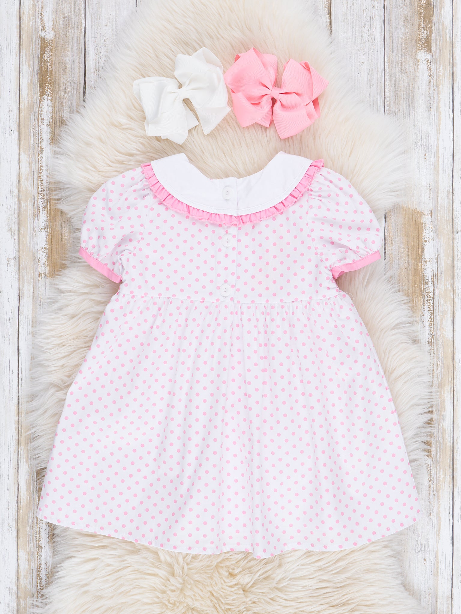 Pink Smocked Blooms Ruffle Dress - Marie Nicole Clothing