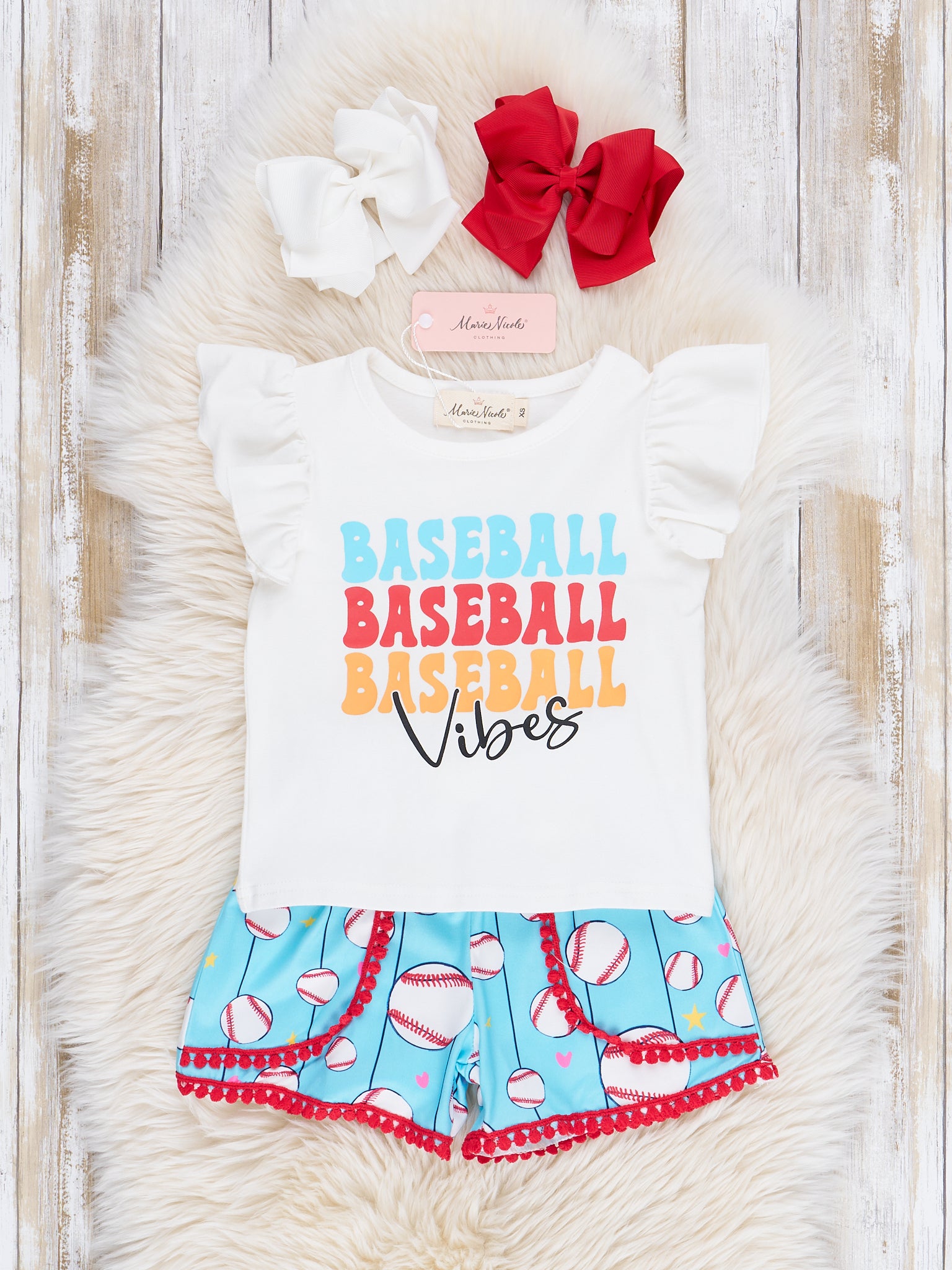 Baseball Vibes Ruffle Outfit - Marie Nicole Clothing