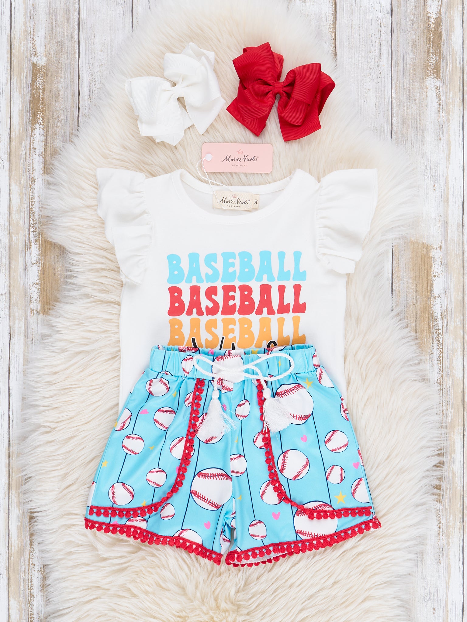 Baseball Vibes Ruffle Outfit - Marie Nicole Clothing