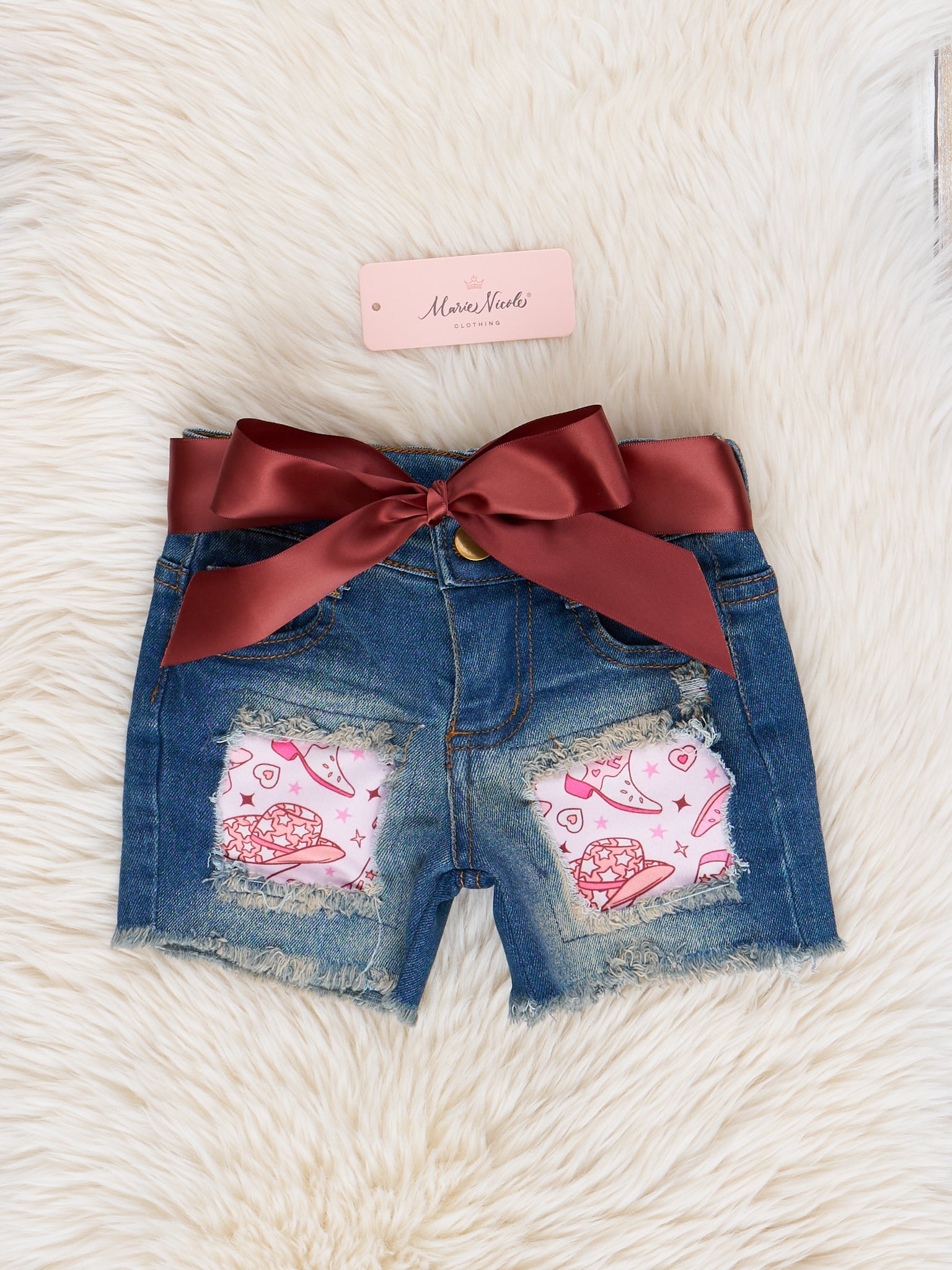 Peach Cowgirl Ruffle Denim Outfit - Marie Nicole Clothing