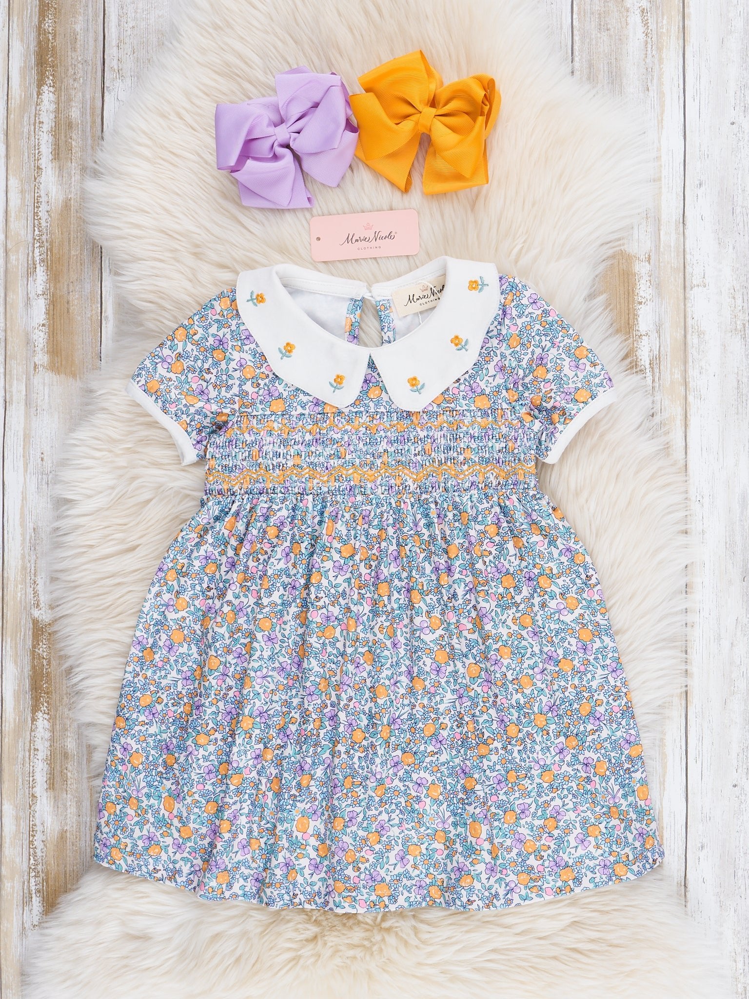 Tulip Garden Smocked Ruffle Dress - Marie Nicole Clothing