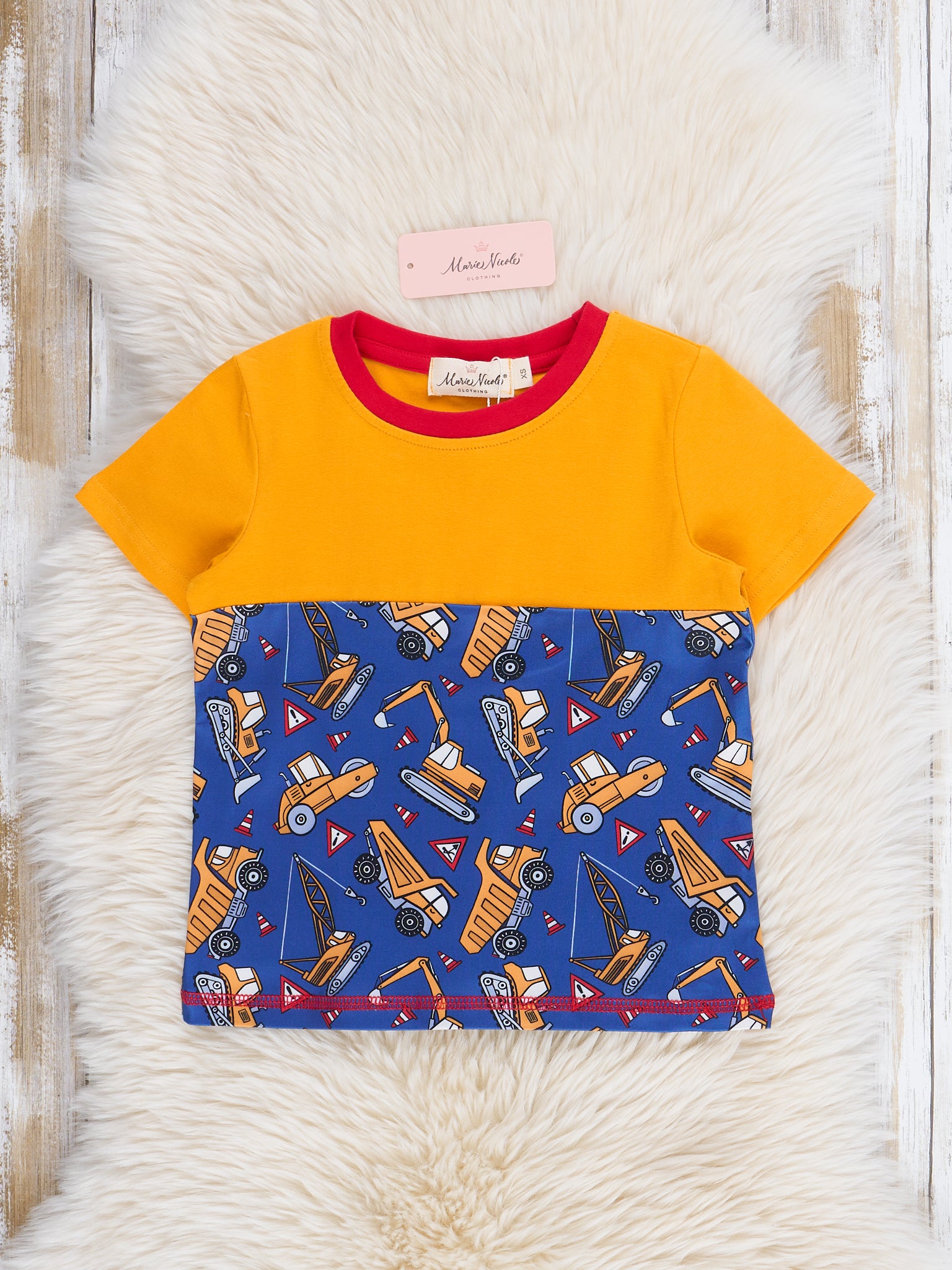Blue & Yellow Construction Shirt - Marie Nicole Clothing