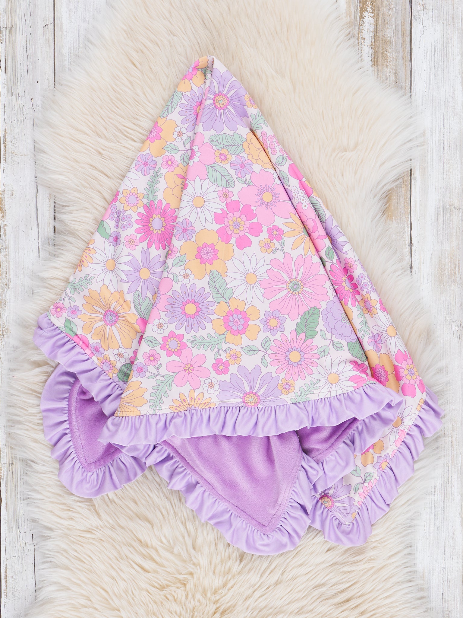 Lilac Funky Florals Minky Blanket - Marie Nicole Clothing