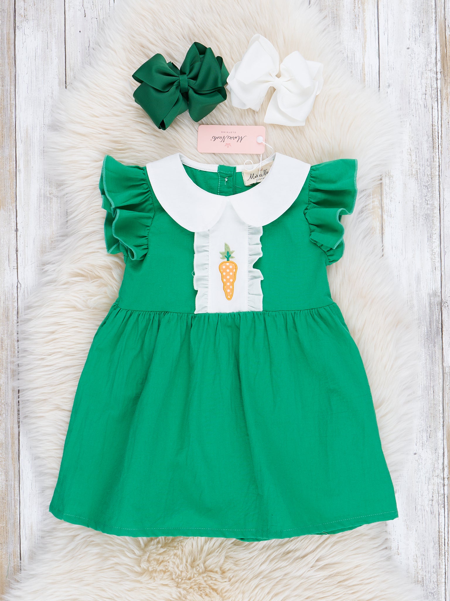 Green Embroidered Carrot Dress - Marie Nicole Clothing