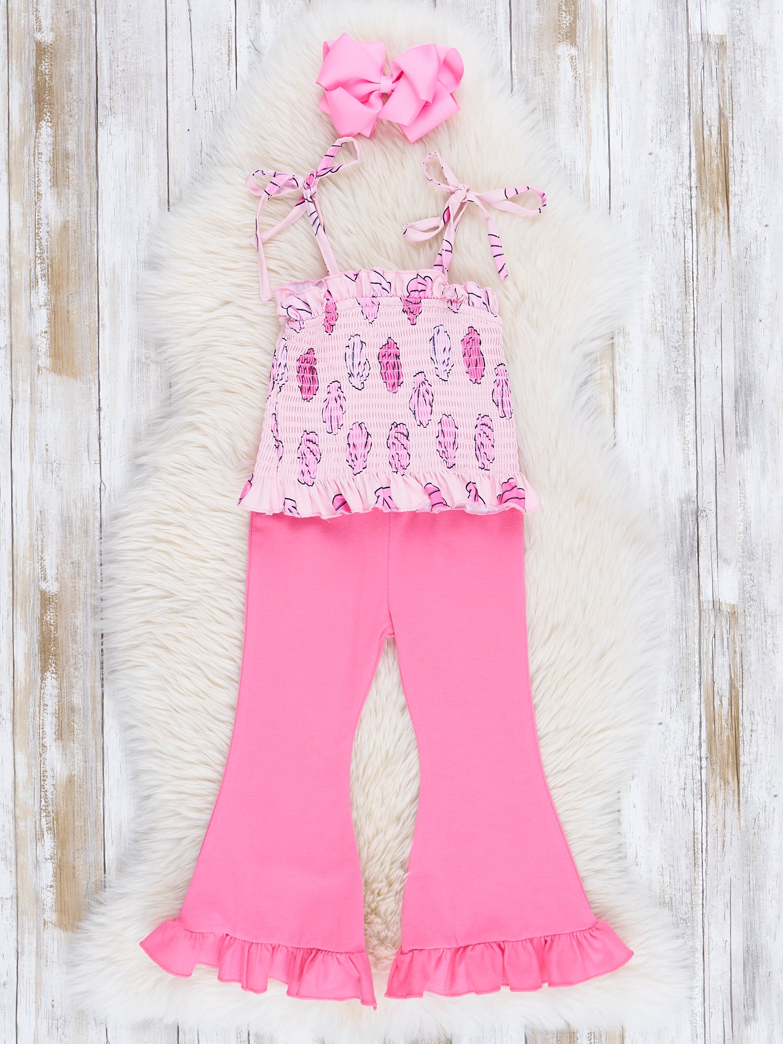 Pink Smocked Seashells Ruffle Outfit - Marie Nicole Clothing