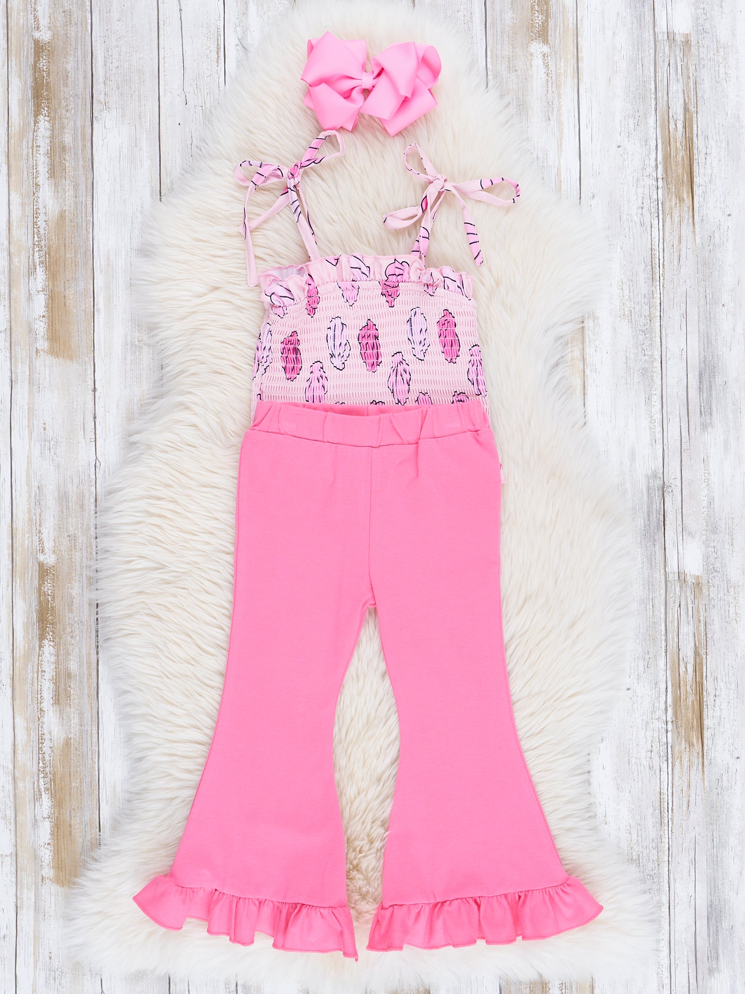Pink Smocked Seashells Ruffle Outfit - Marie Nicole Clothing