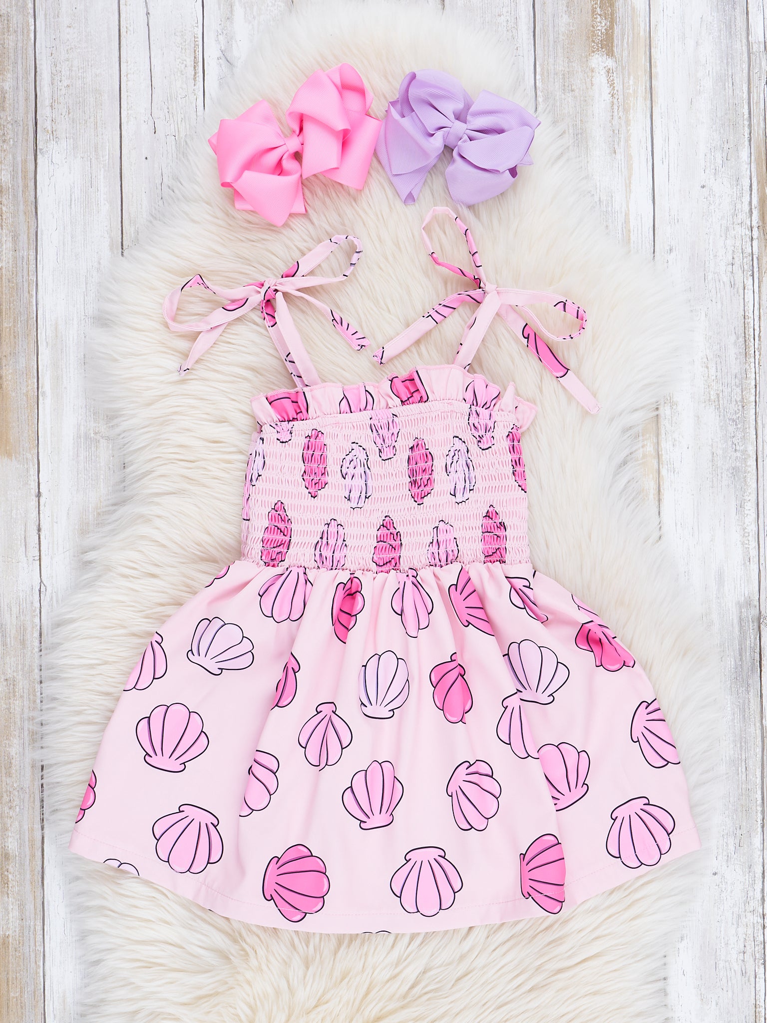 Pink Smocked Seashells Dress - Marie Nicole Clothing