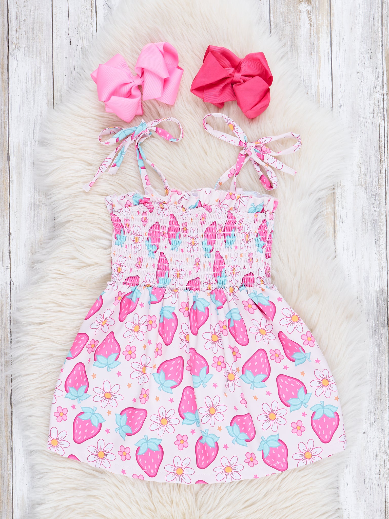 Strawberry Fields Smocked Dress - Marie Nicole Clothing