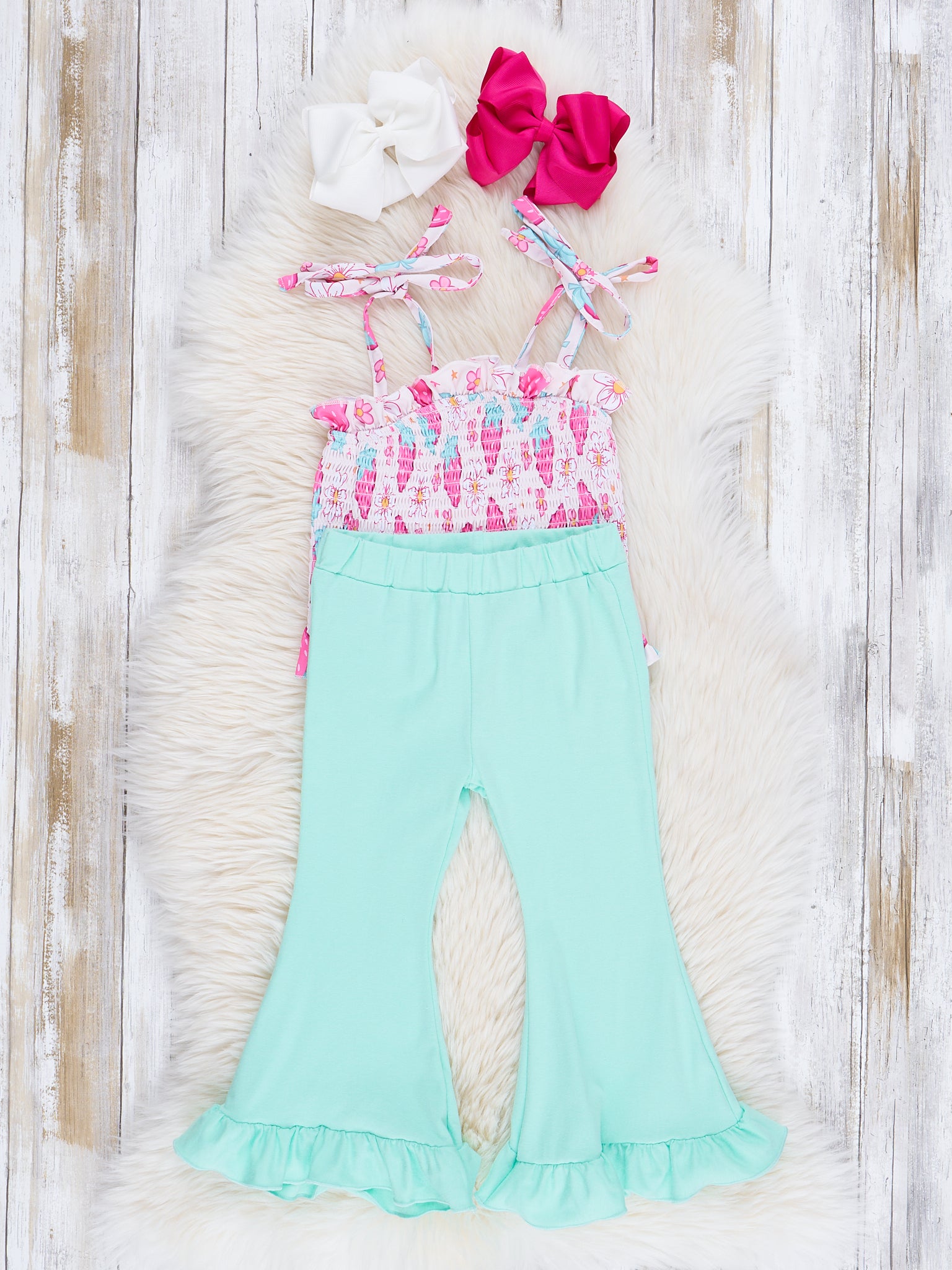 Strawberry Fields Smocked Ruffle Outfit - Marie Nicole Clothing
