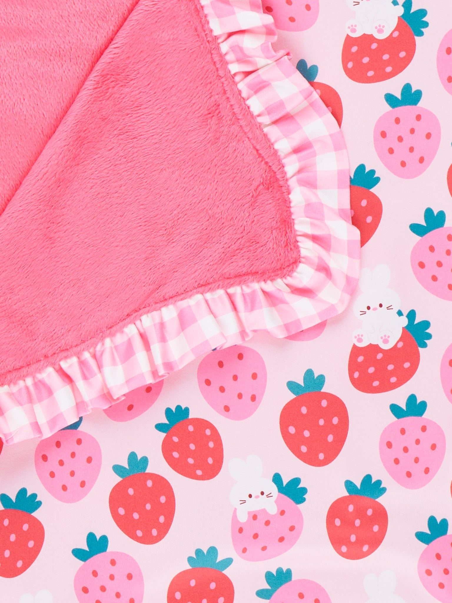 Strawberry Fields Bunny Minky Blanket - Marie Nicole Clothing