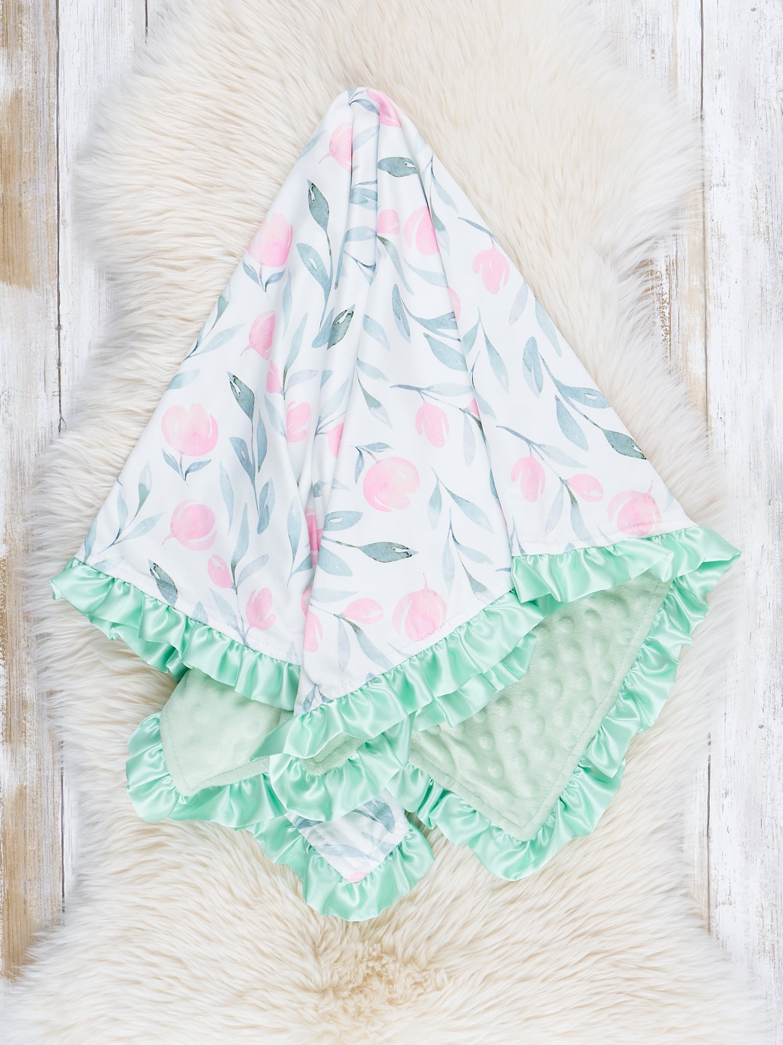 Sweet Tulip Garden Ruffle Minky Blanket - Marie Nicole Clothing