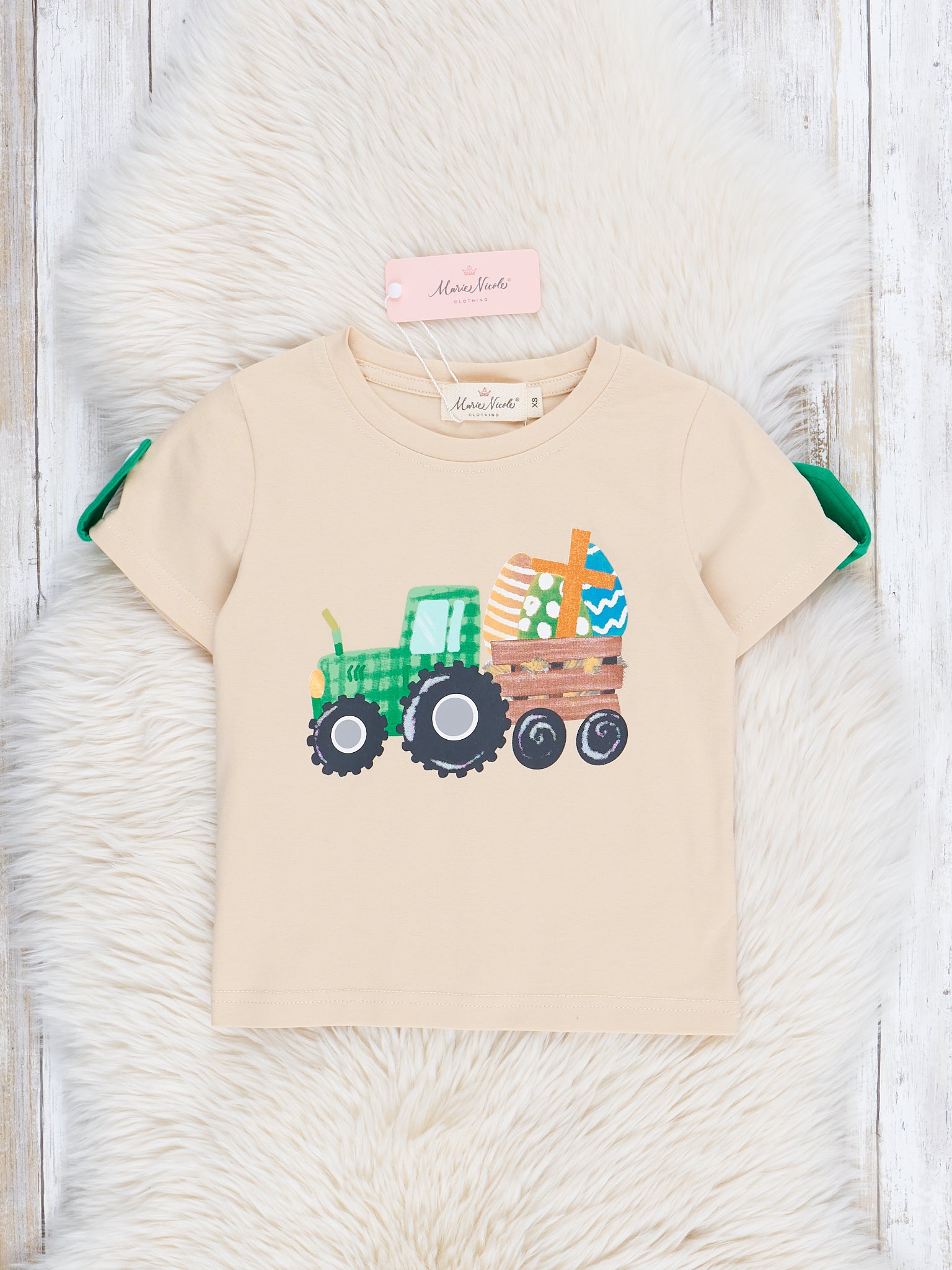Tan Easter Tractor Shirt - Marie Nicole Clothing