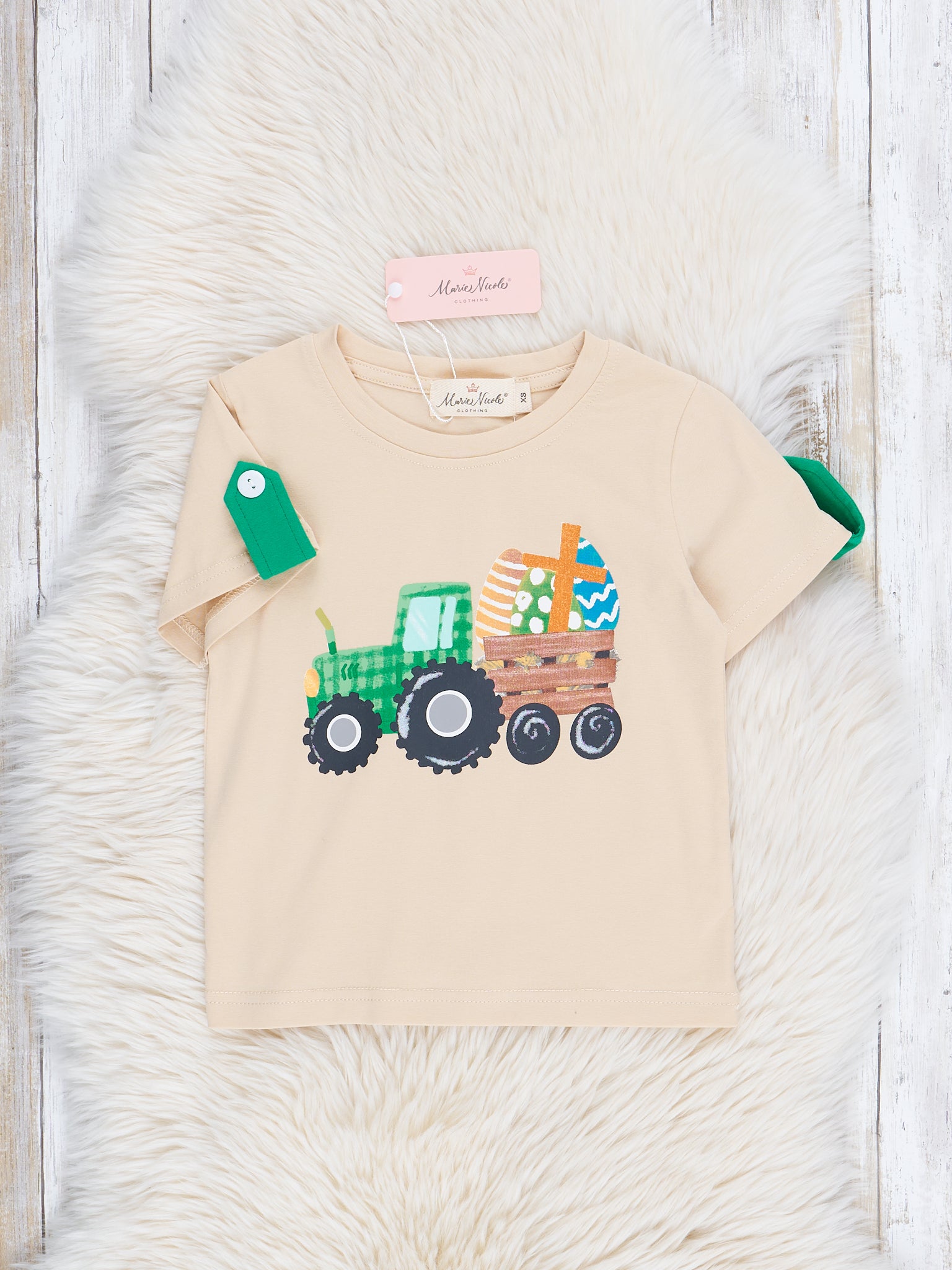 Tan Easter Tractor Shirt - Marie Nicole Clothing