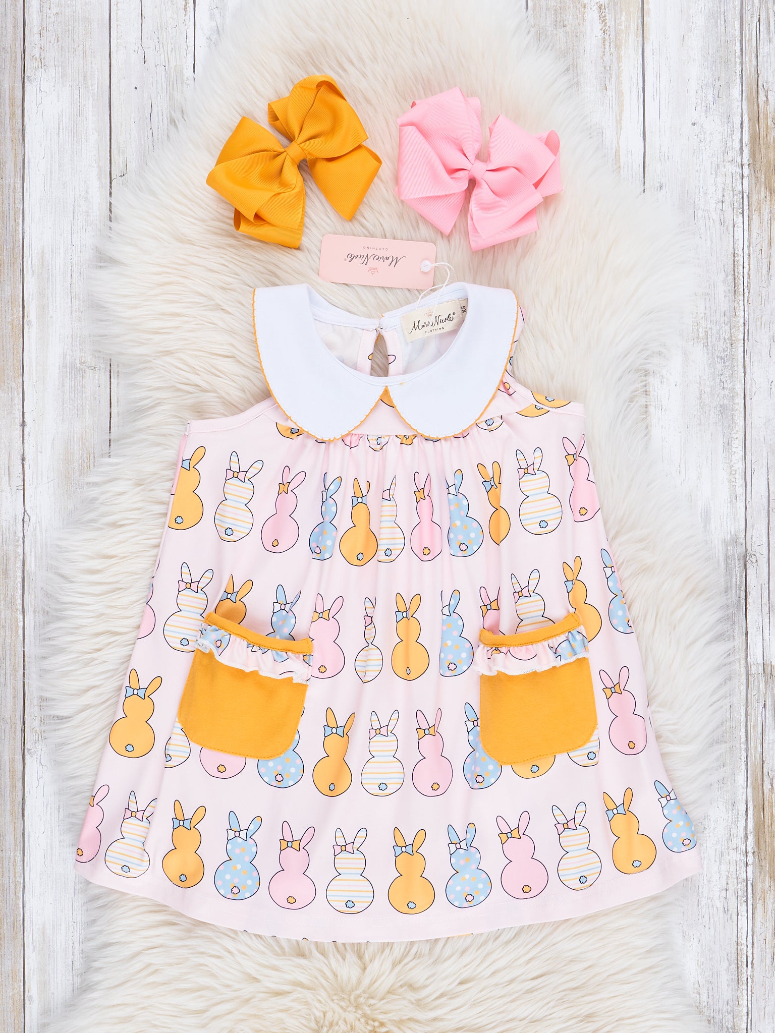 Pink Golden Bunny Surprise Dress - Marie Nicole Clothing