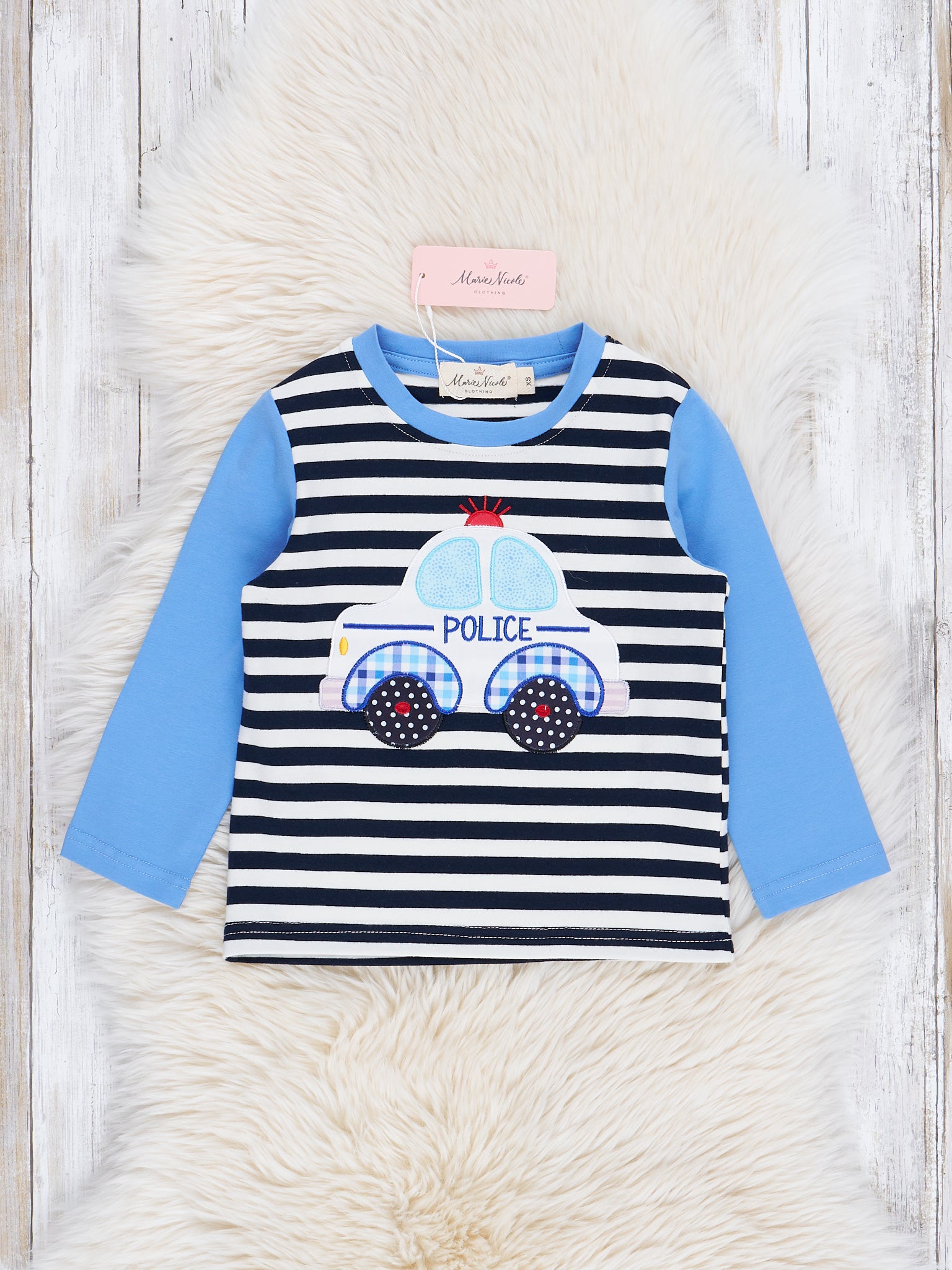 Black & White Stripe Police Shirt - Marie Nicole Clothing