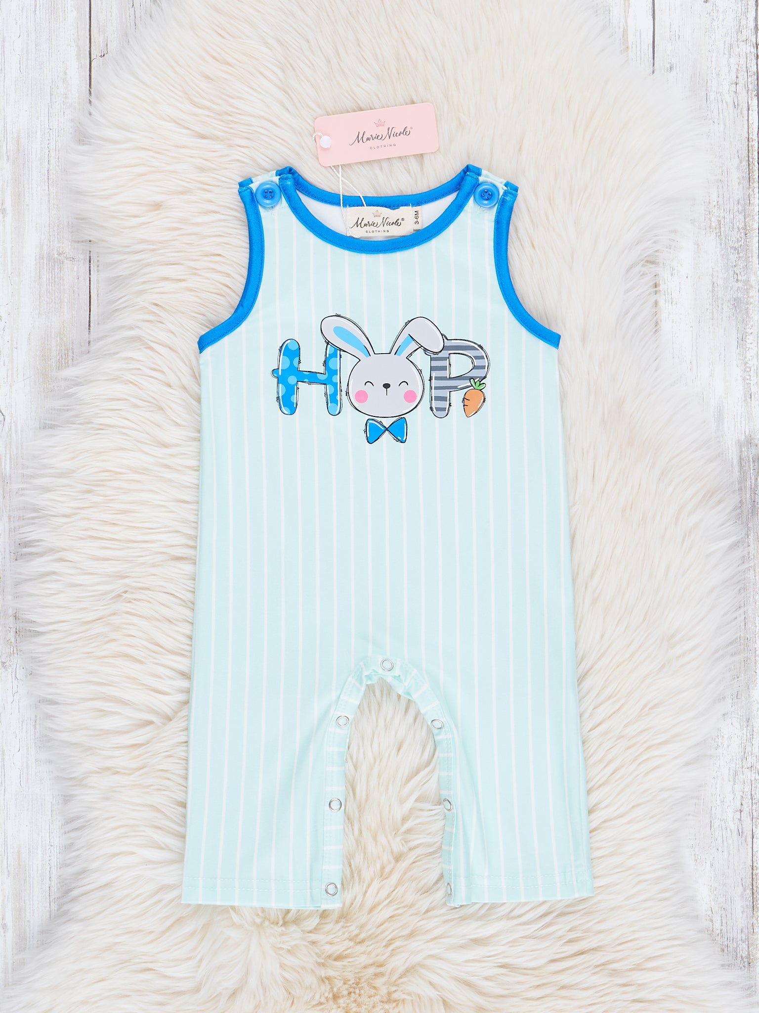 Mint Stripes Bunny Hop Johnny - Marie Nicole Clothing