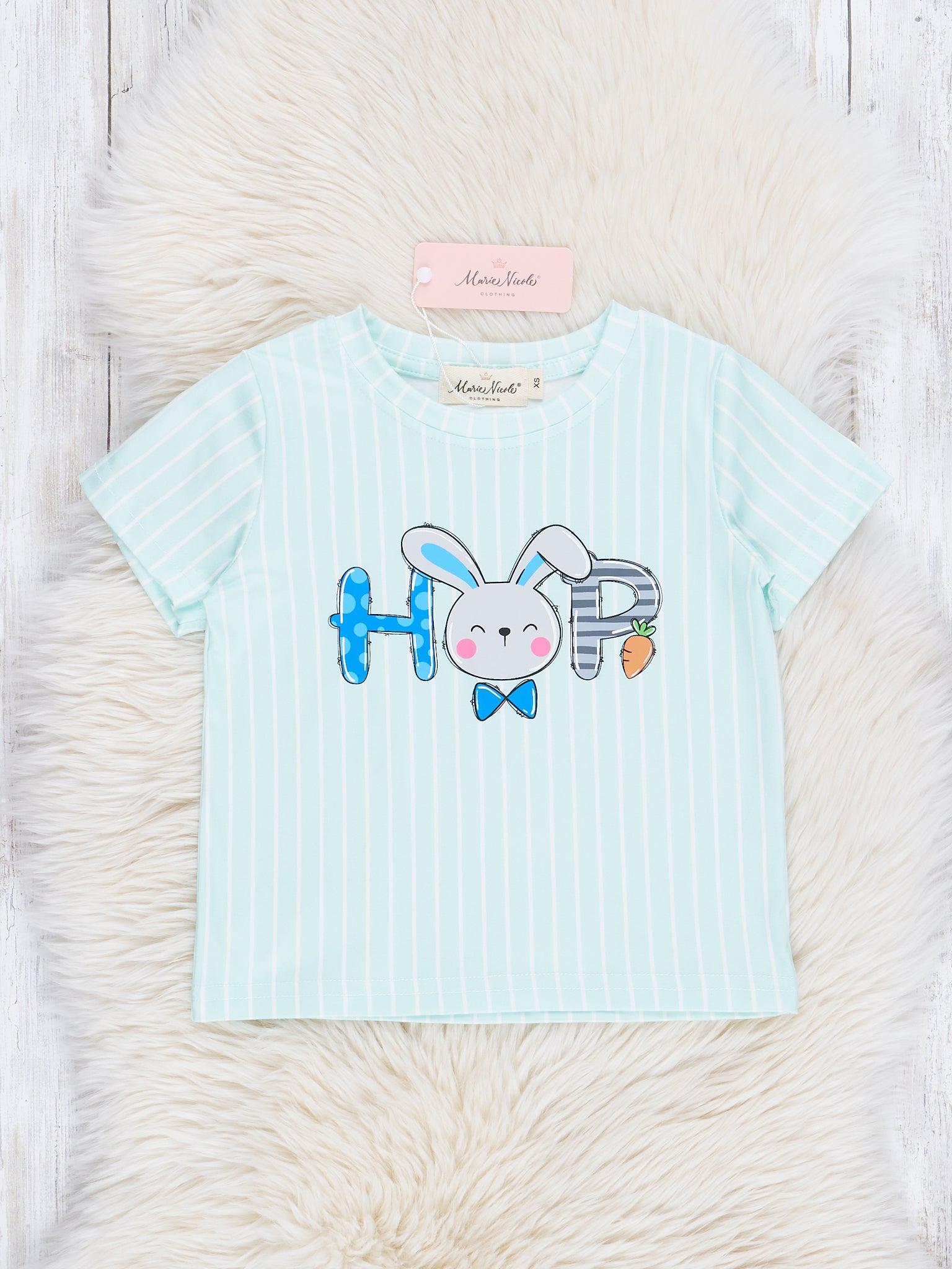 Mint Stripes Bunny Hop Shirt - Marie Nicole Clothing