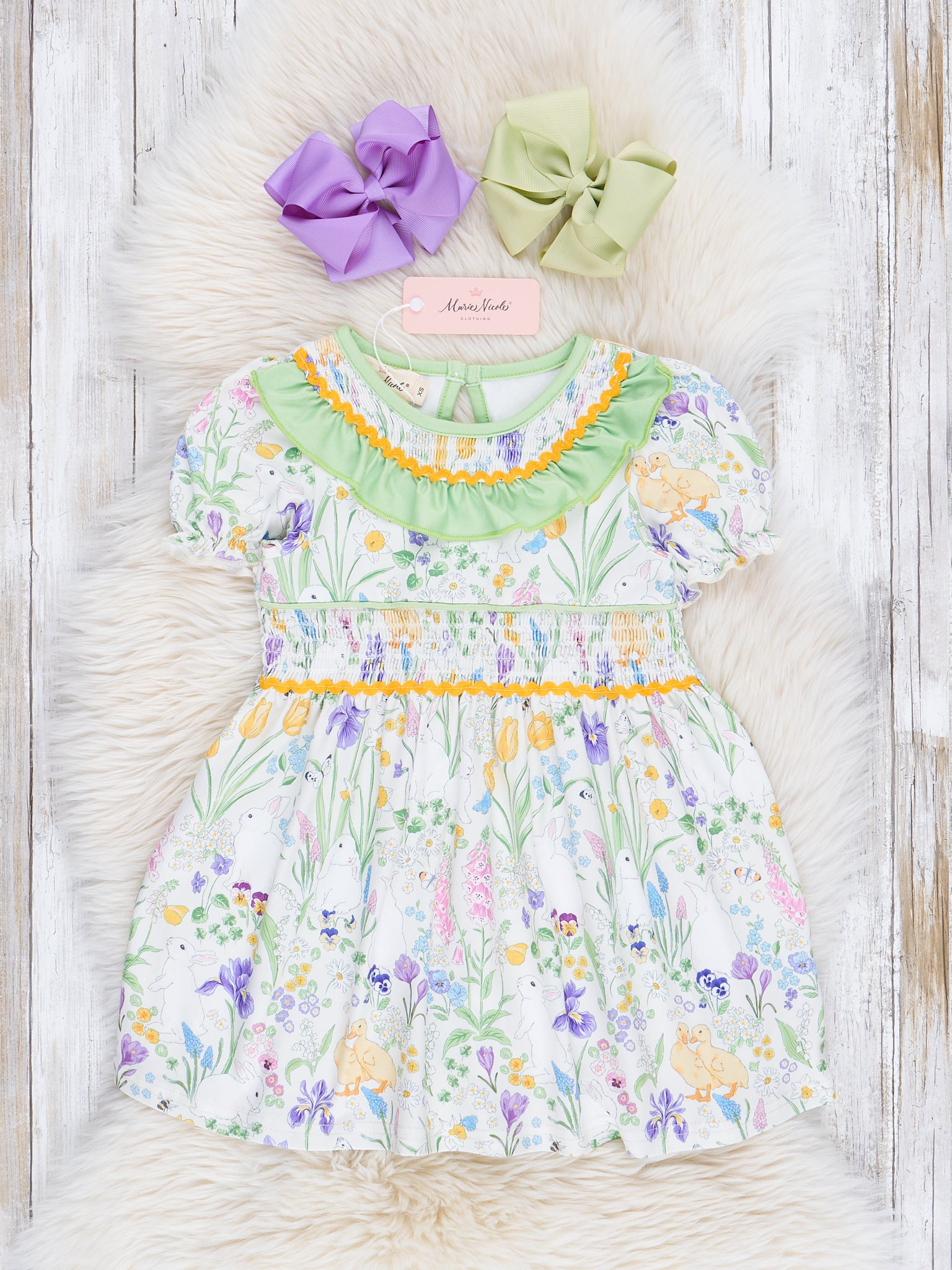 Violet & Lime Smocked Floral Dress - Marie Nicole Clothing