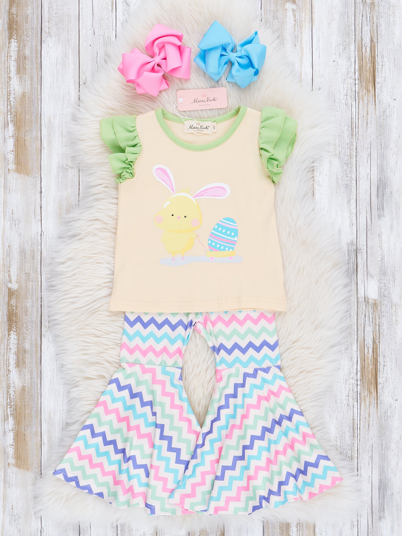 Yellow Chicks Chevron Bell Bottom Outfit - Marie Nicole Clothing