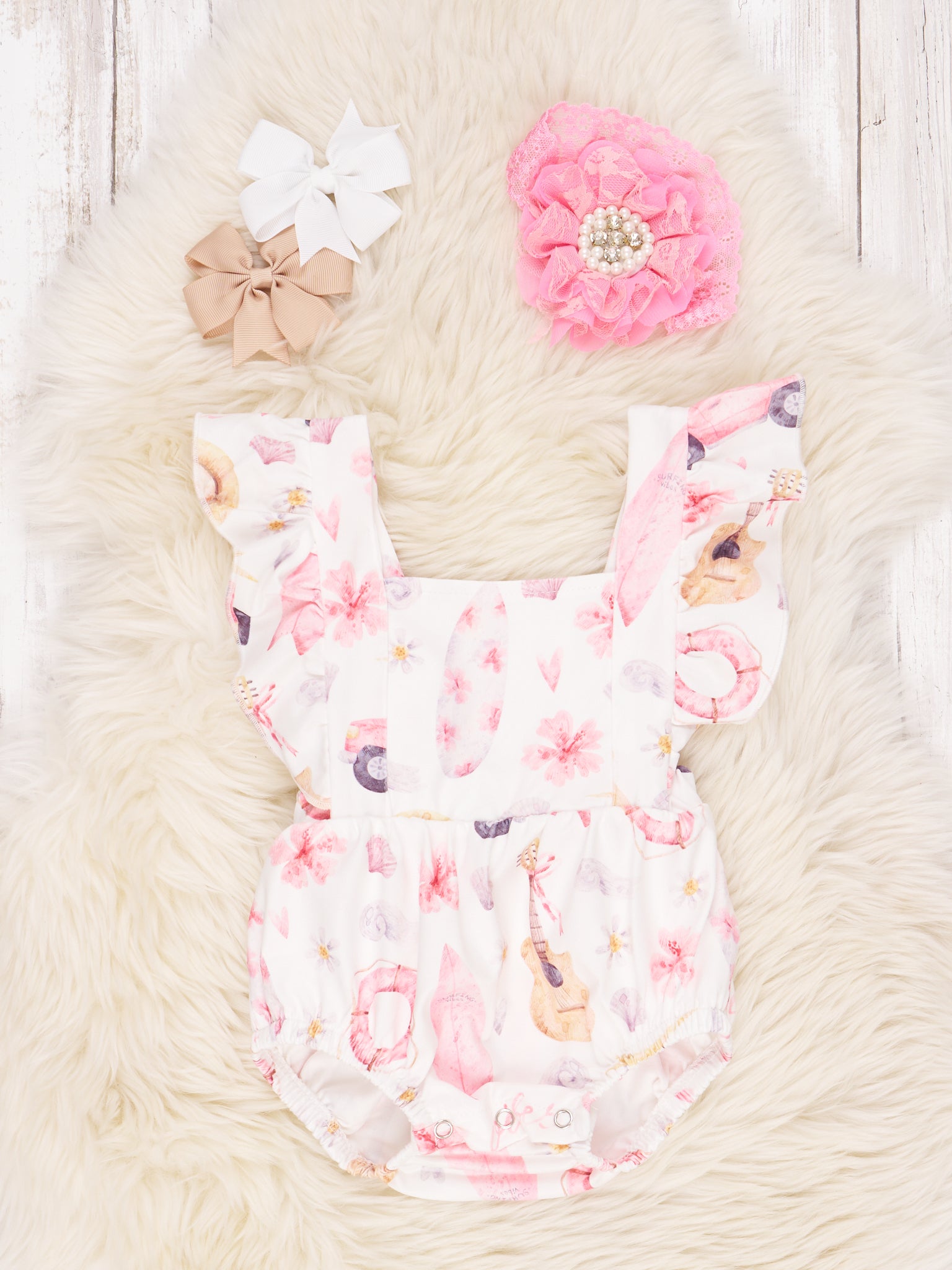 Surf Board Ruffle Romper - Marie Nicole Clothing