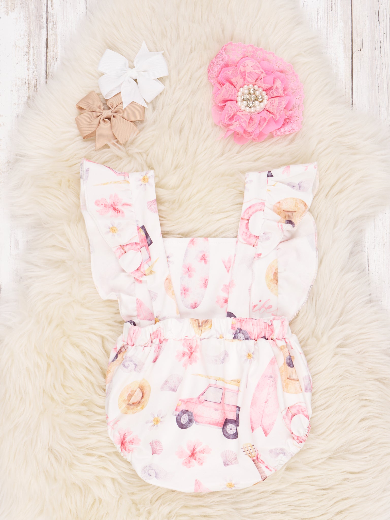 Surf Board Ruffle Romper - Marie Nicole Clothing