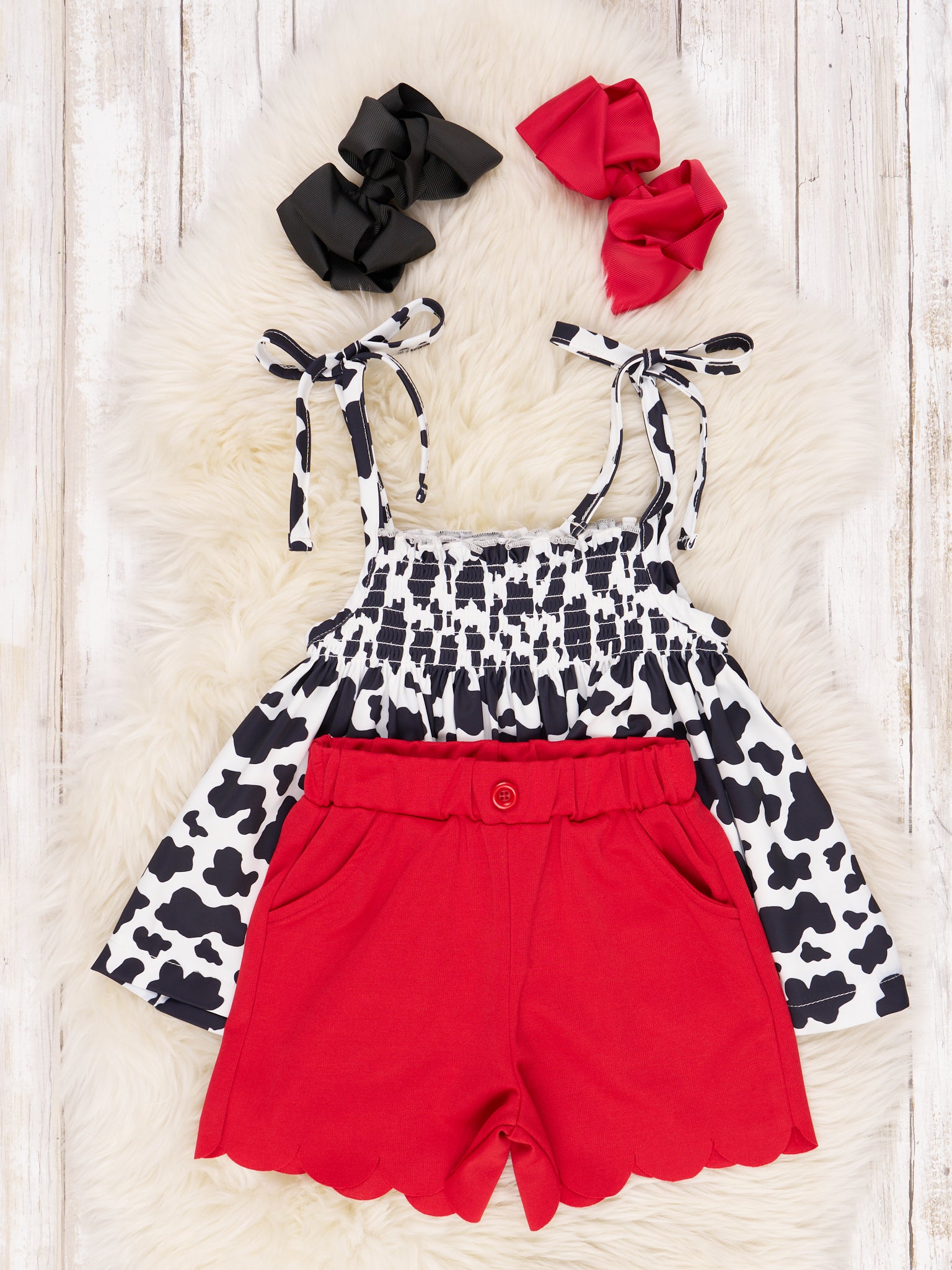 Cow Print Tank & Scalloped Shorts Outfit - Marie Nicole Clothing