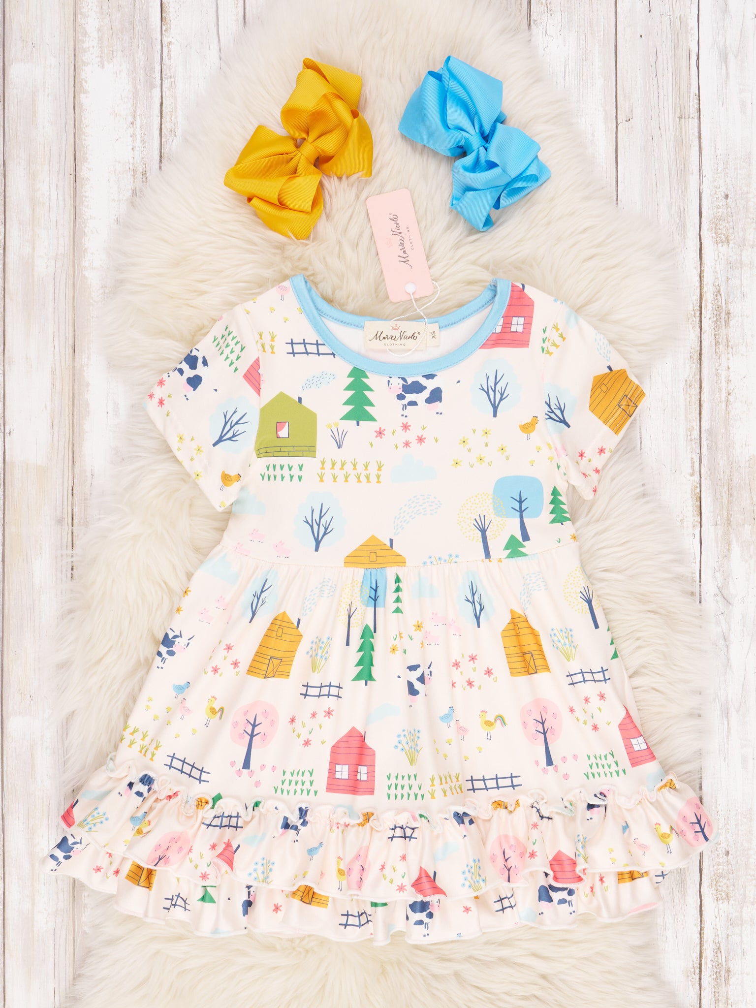 Barn Life Ruffle Dress - Marie Nicole Clothing
