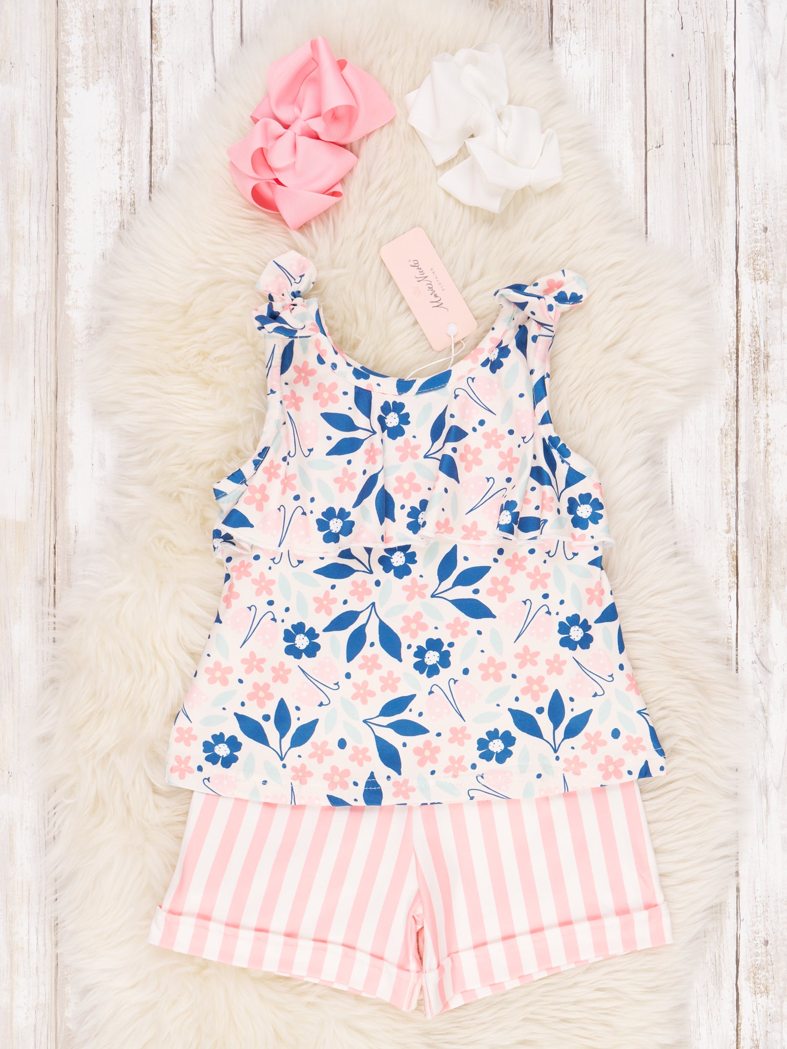 Summer Coral Floral Ruffle Outfit - Marie Nicole Clothing