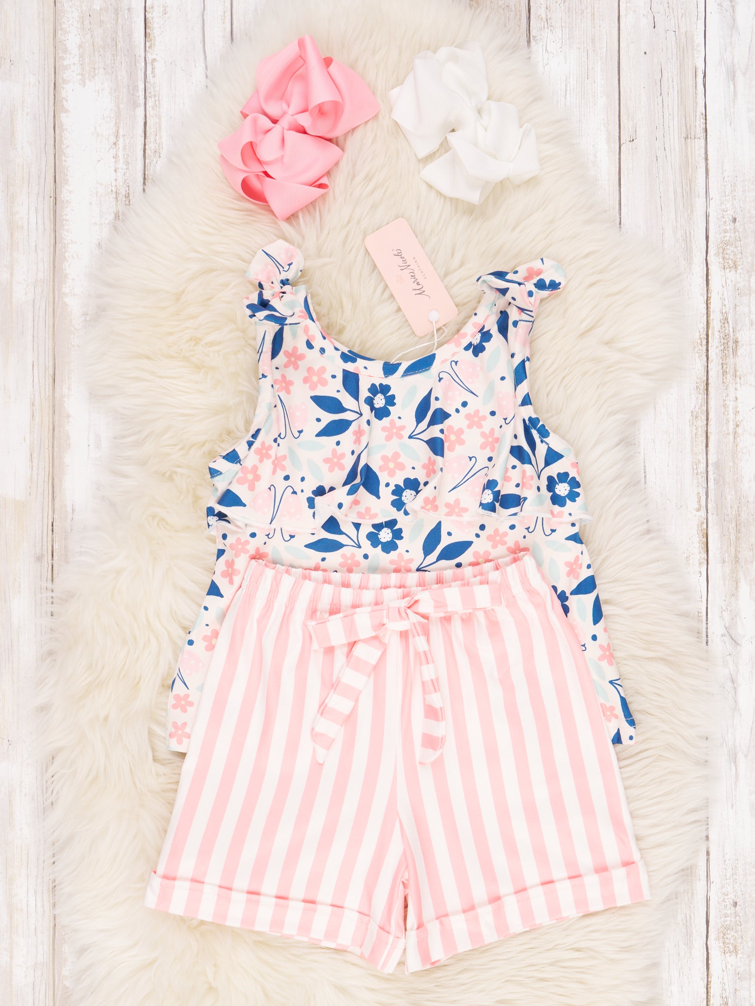 Summer Coral Floral Ruffle Outfit - Marie Nicole Clothing
